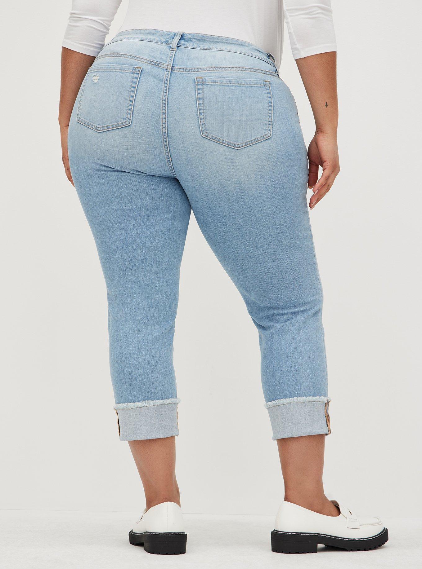 Plus Size Crop Boyfriend Straight Vintage Stretch Mid-Rise Jean, BITE THE BULLET, alternate