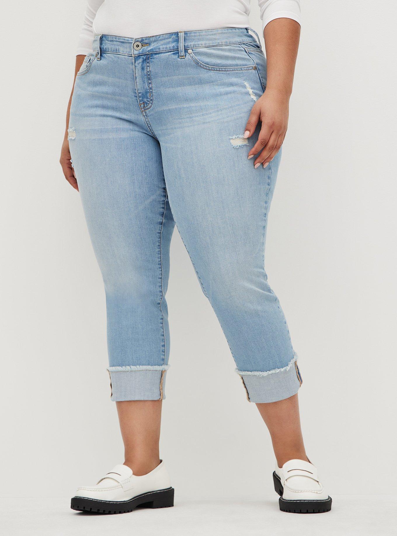 Plus Size Crop Boyfriend Straight Vintage Stretch Mid-Rise Jean, BITE THE BULLET, hi-res