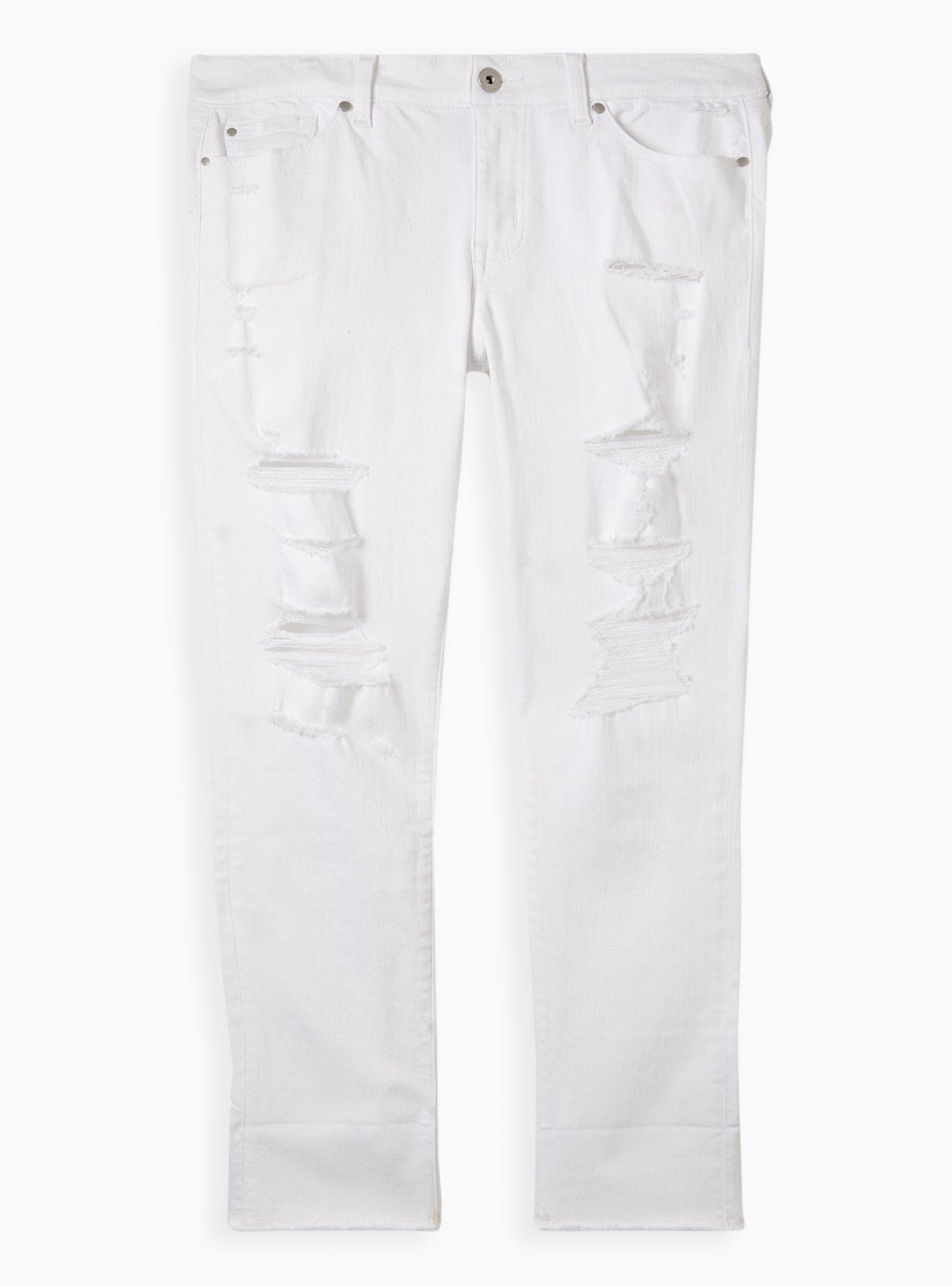 Crop Boyfriend Straight Vintage Stretch Mid-Rise Jean, DESTRUCTED WHITE, flat