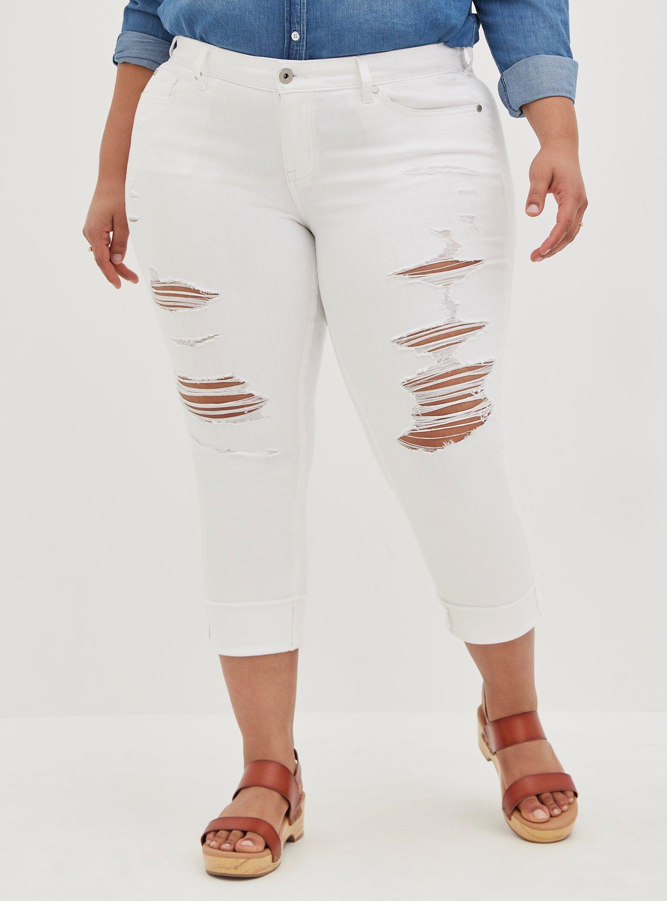 Crop Boyfriend Straight Vintage Stretch Mid-Rise Jean, DESTRUCTED WHITE, hi-res