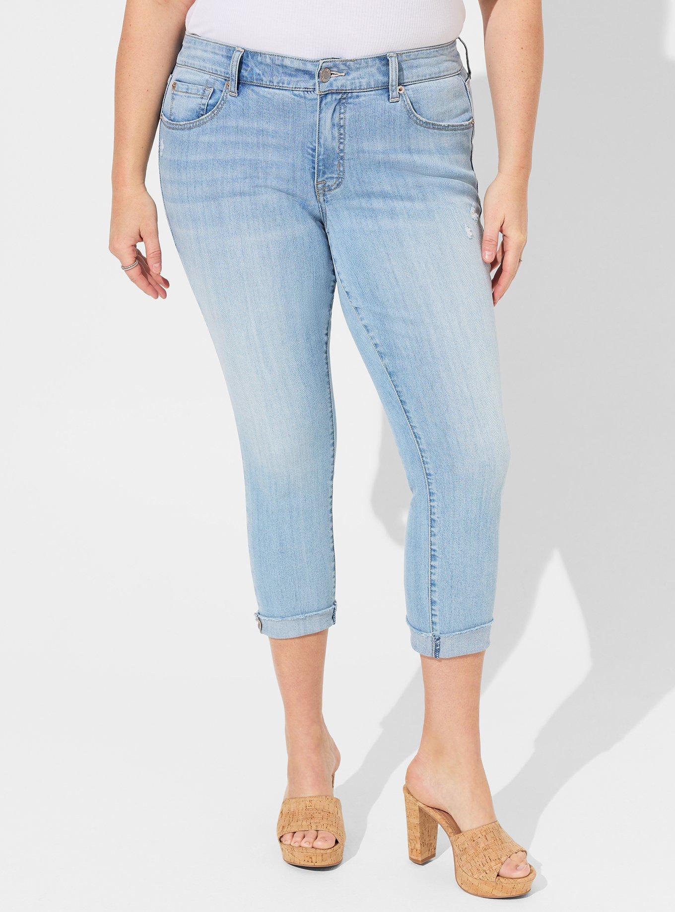 RISEN Full Size Slouchy Cropped  Boyfriend Jeans Plus Size