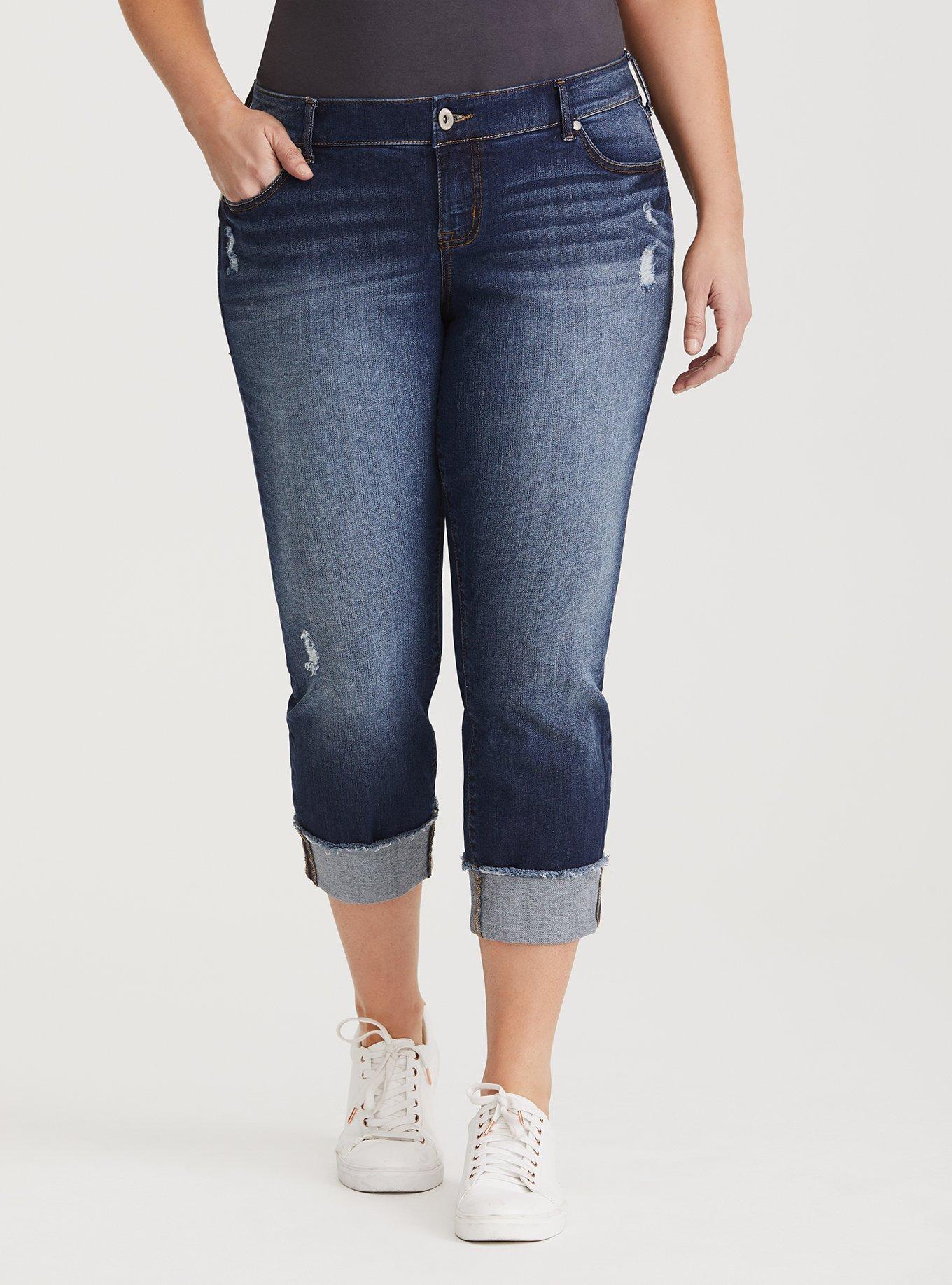 Plus Size - Crop Boyfriend Straight Vintage Stretch Mid-Rise Jean - Torrid