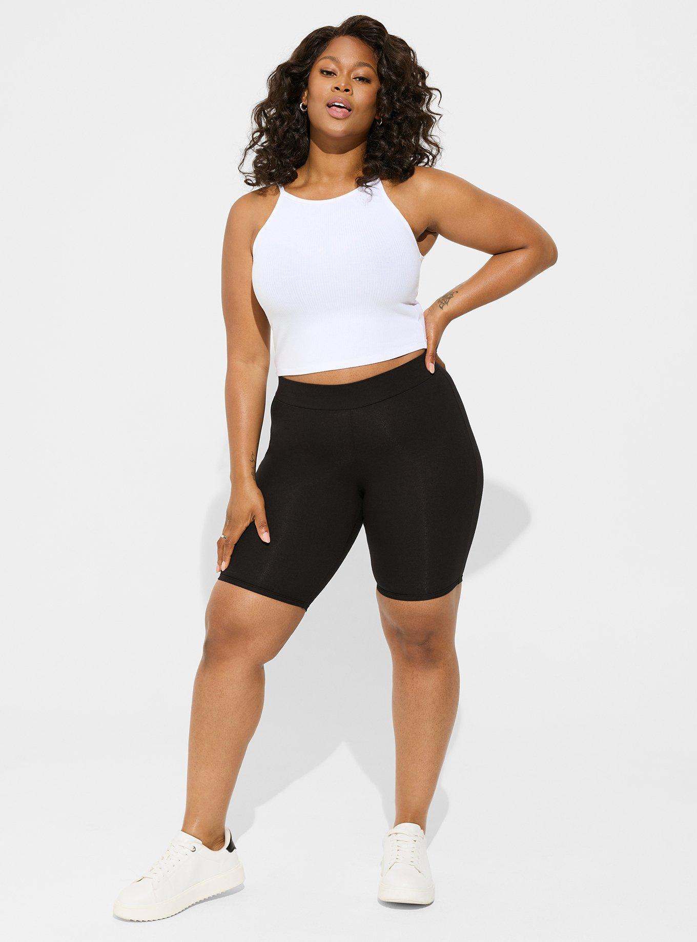 Popular Women's Plus Size Mid-Thigh Cotton Bike Shorts (1X, Black
