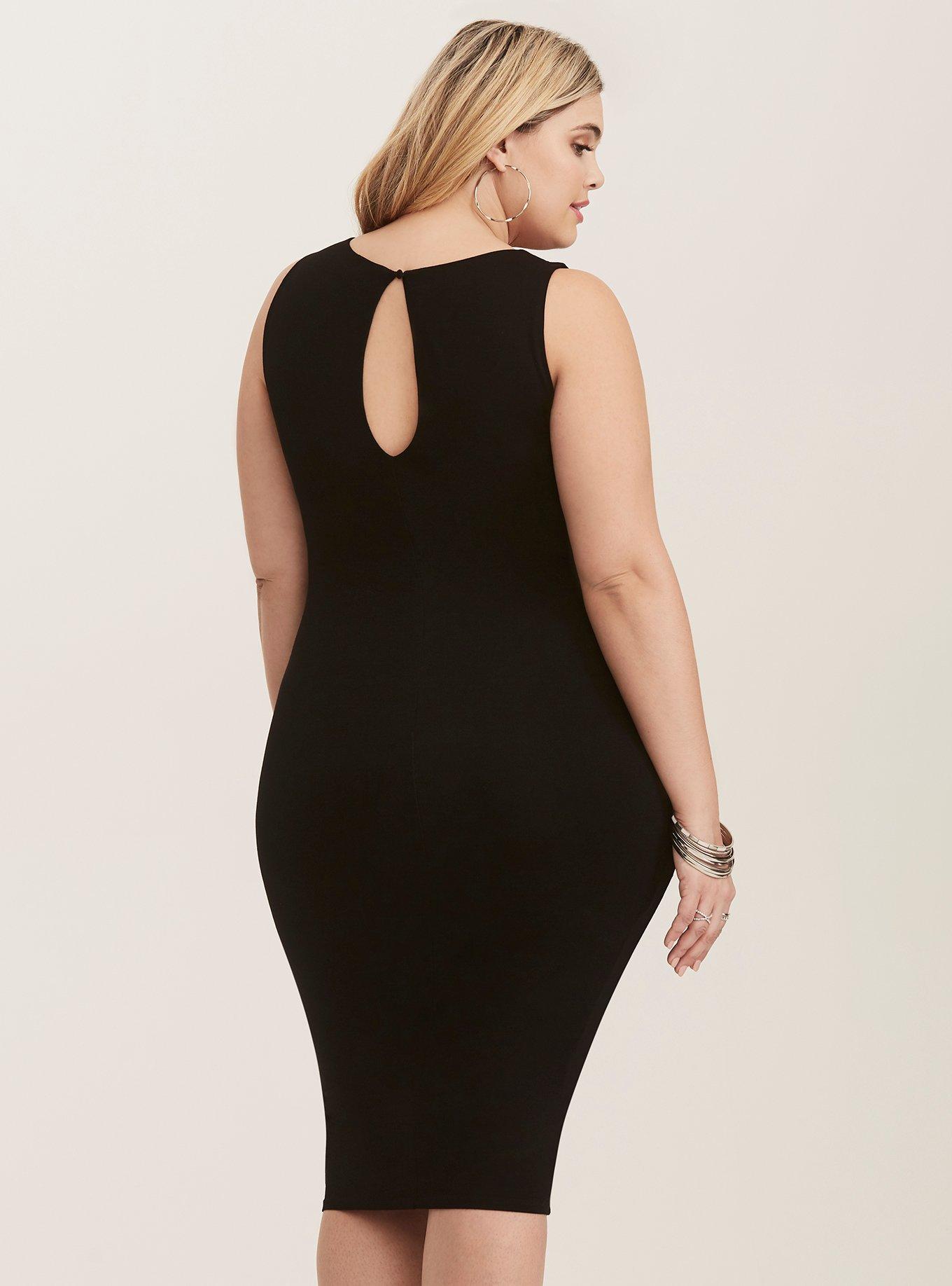 Plus Size - Black Jersey Knit Cinch Side Bodycon Dress - Torrid