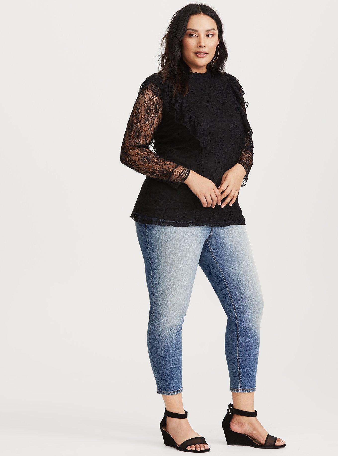 Plus Size - Runway Collection - Black Lace Ruffle Top - Torrid