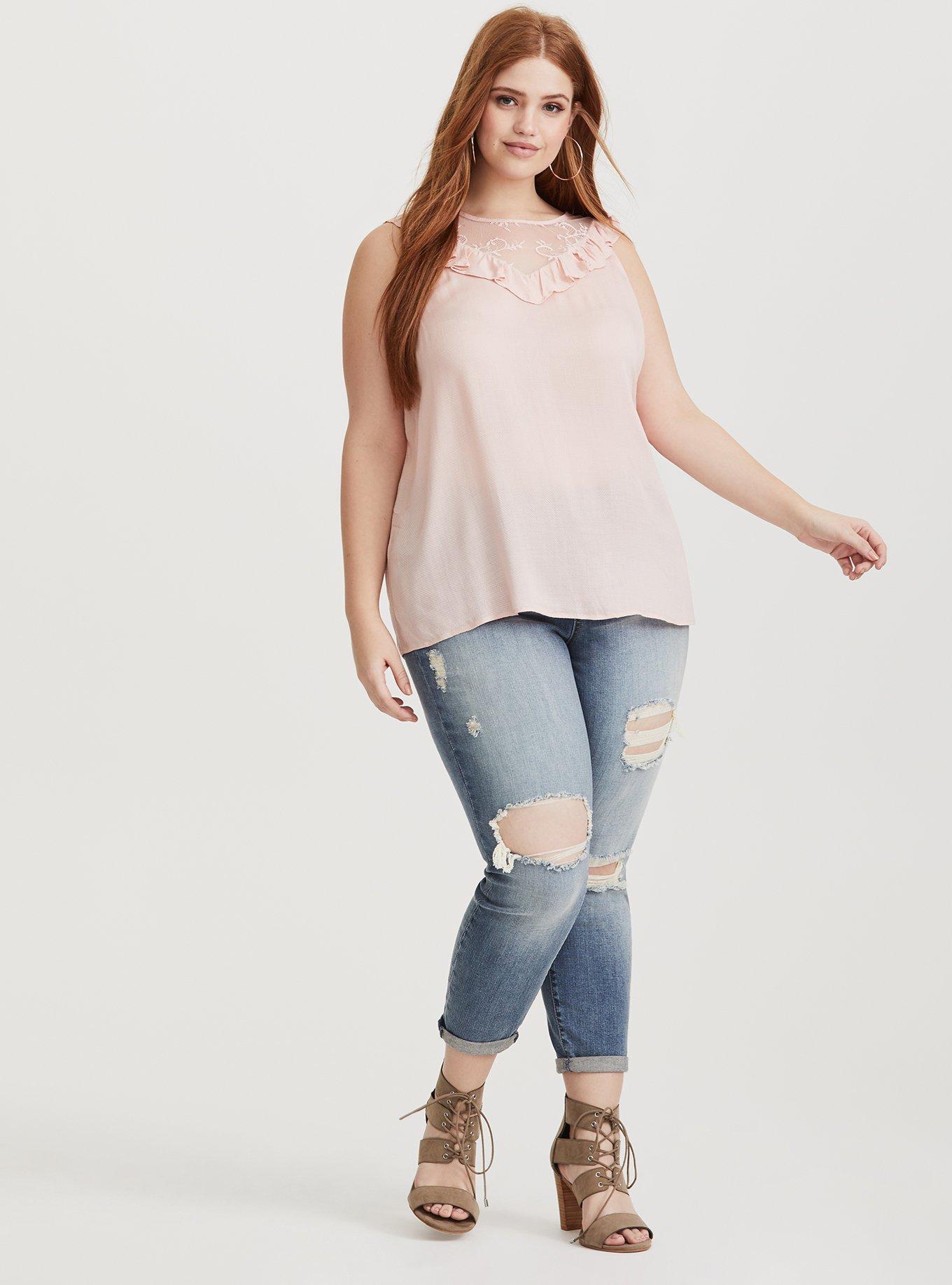 Plus Size Blush Pink Illusion Textured Tank, BLUSH, alternate