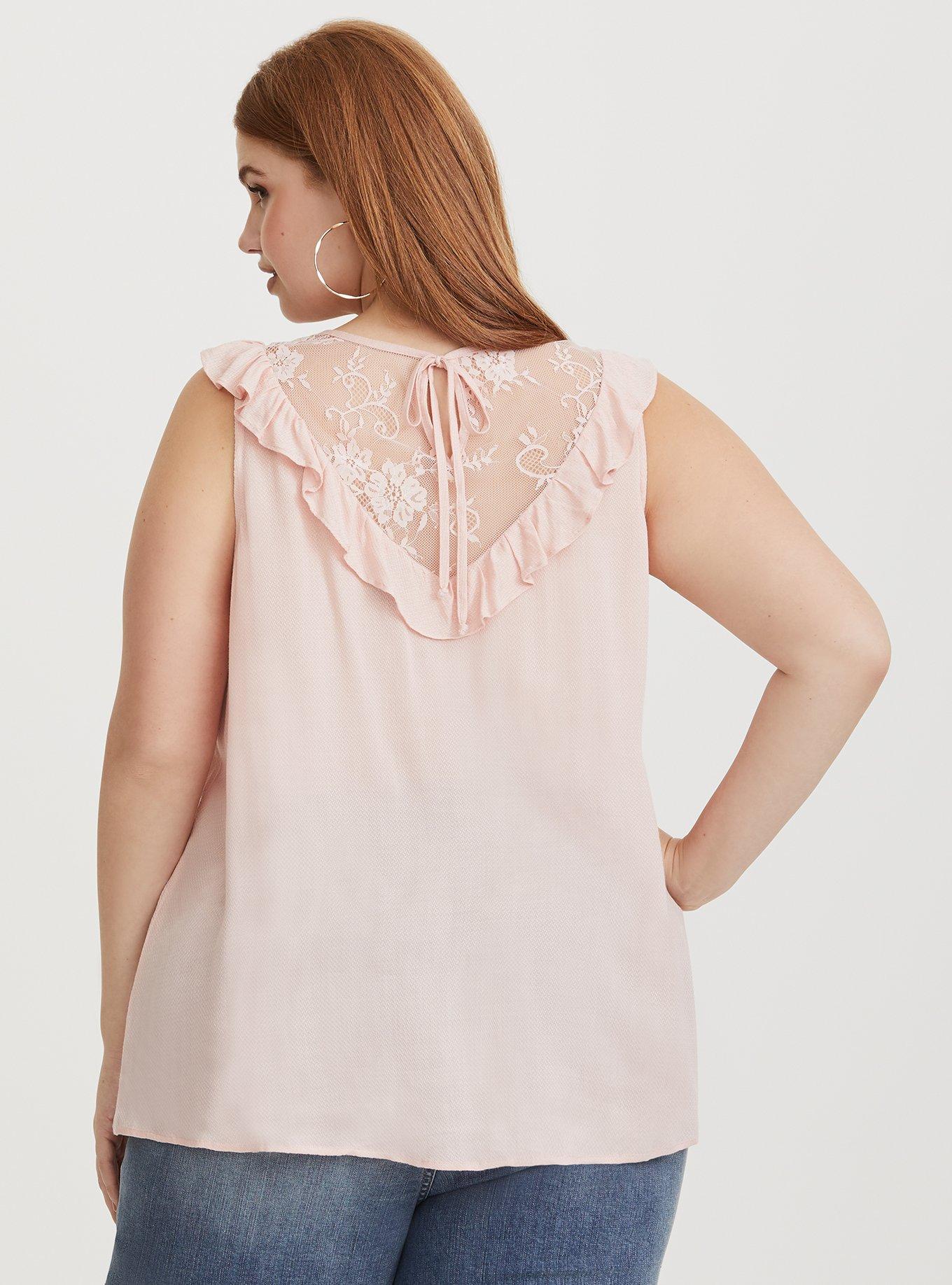 Plus Size Blush Pink Illusion Textured Tank, BLUSH, alternate