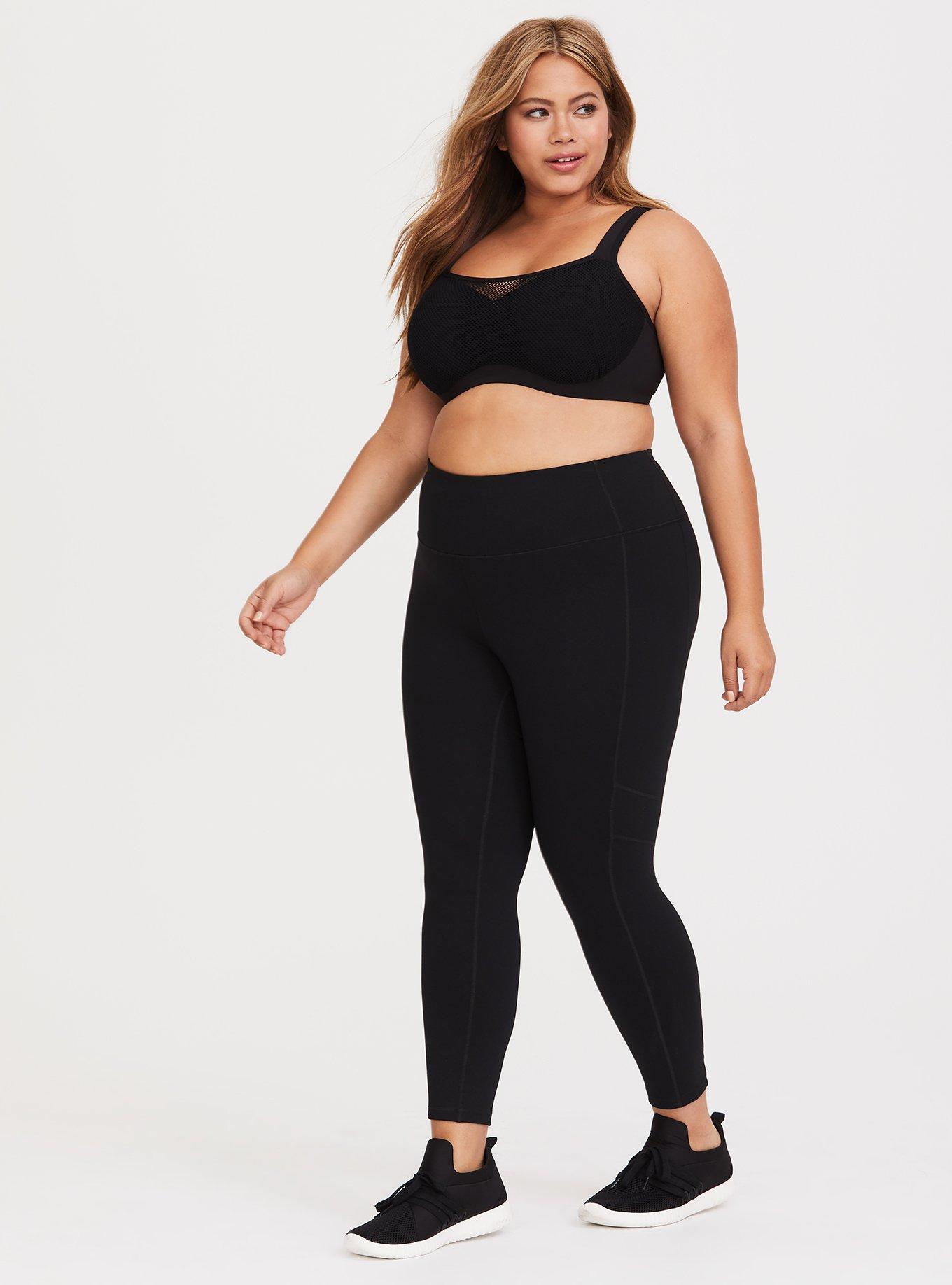 Black Mesh & Microfiber Sports Bra, RICH BLACK, alternate