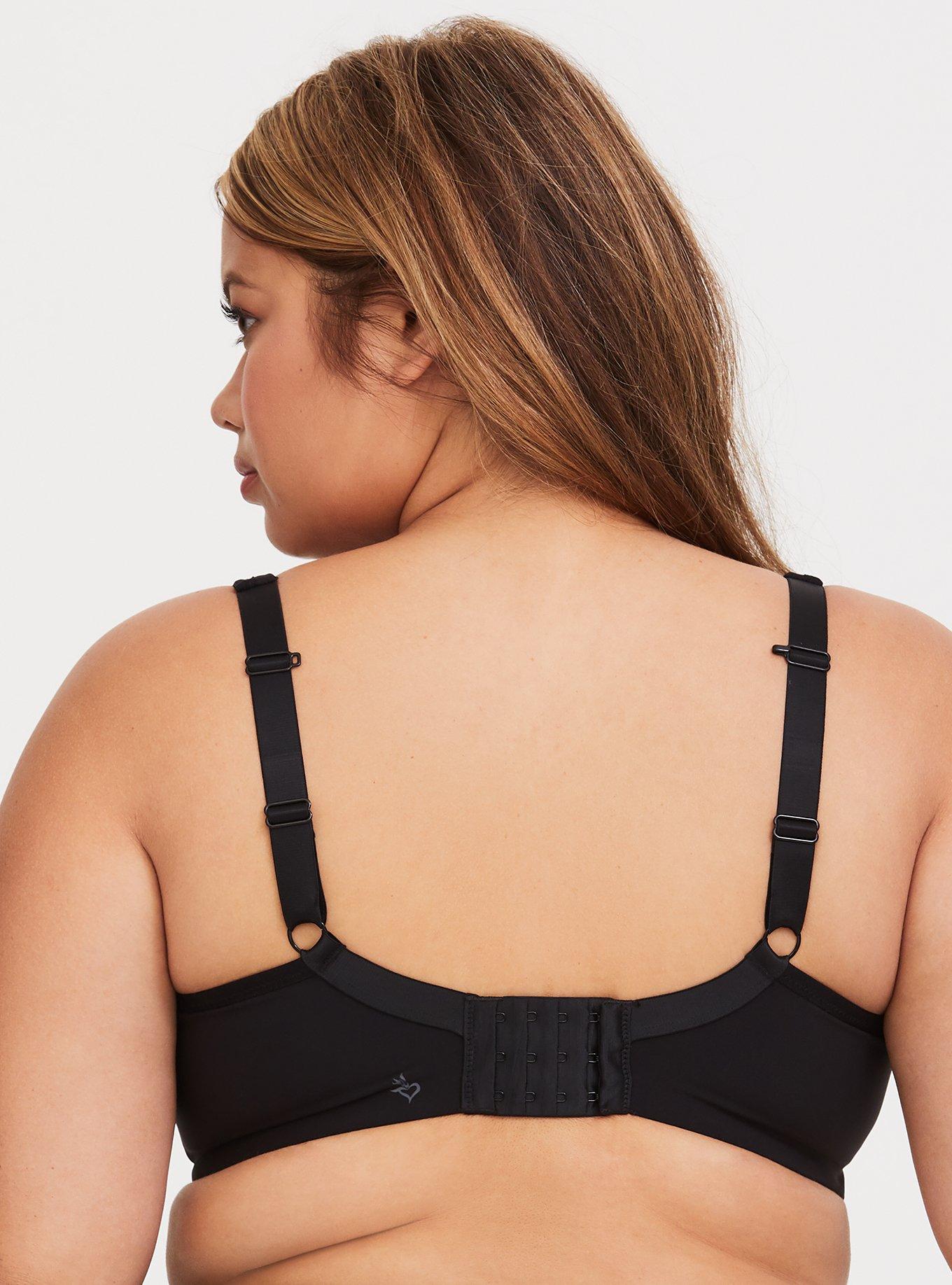 Black Mesh & Microfiber Sports Bra, RICH BLACK, alternate