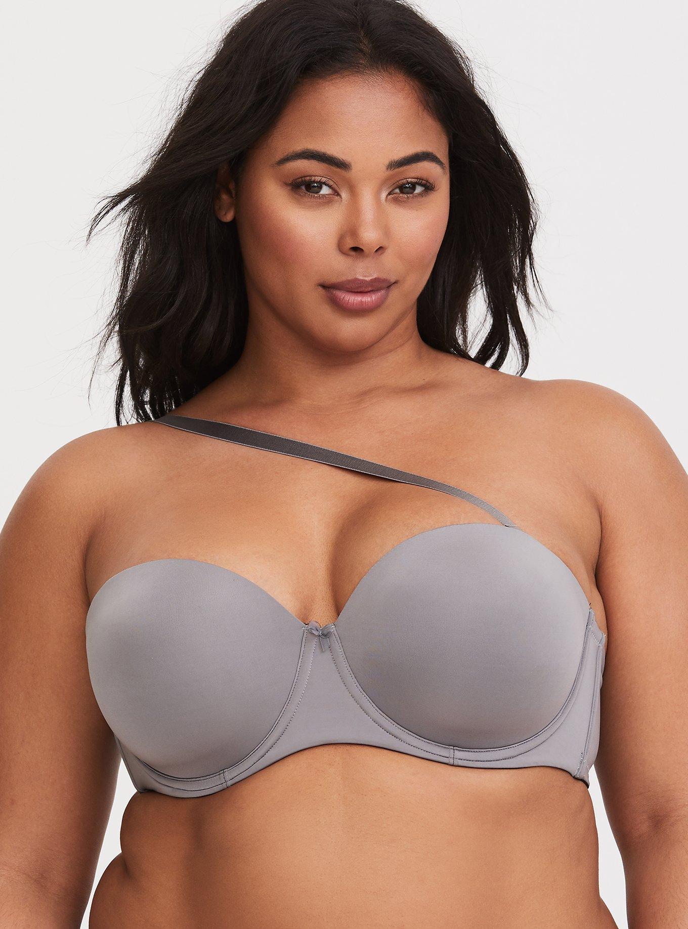 Torrid Size 40DDD Multi-Way Strapless Bra Microfiber Grey 5 ways to Wear Bra