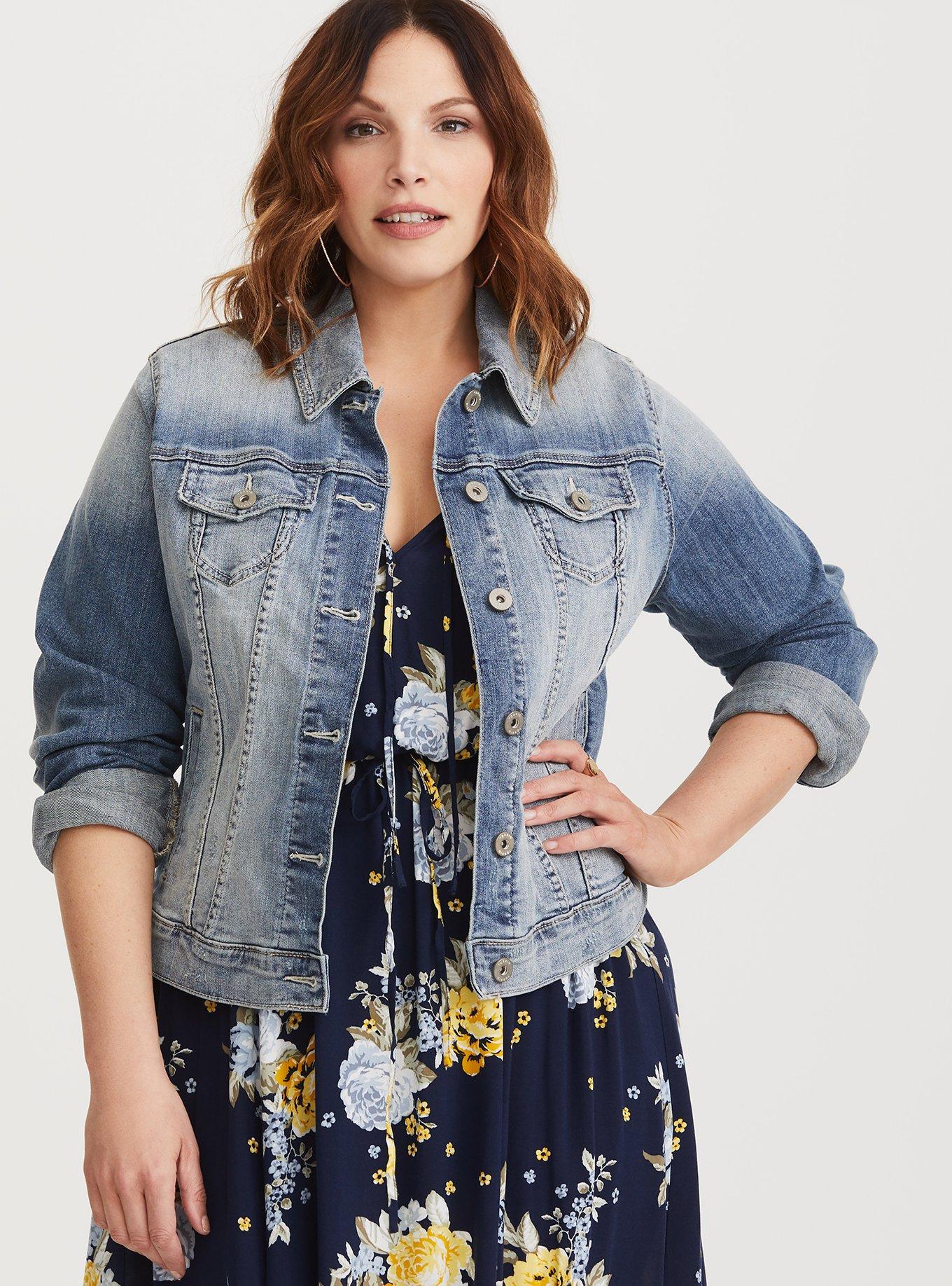 Plus Size - Grey Super Soft Denim Jacket - Torrid