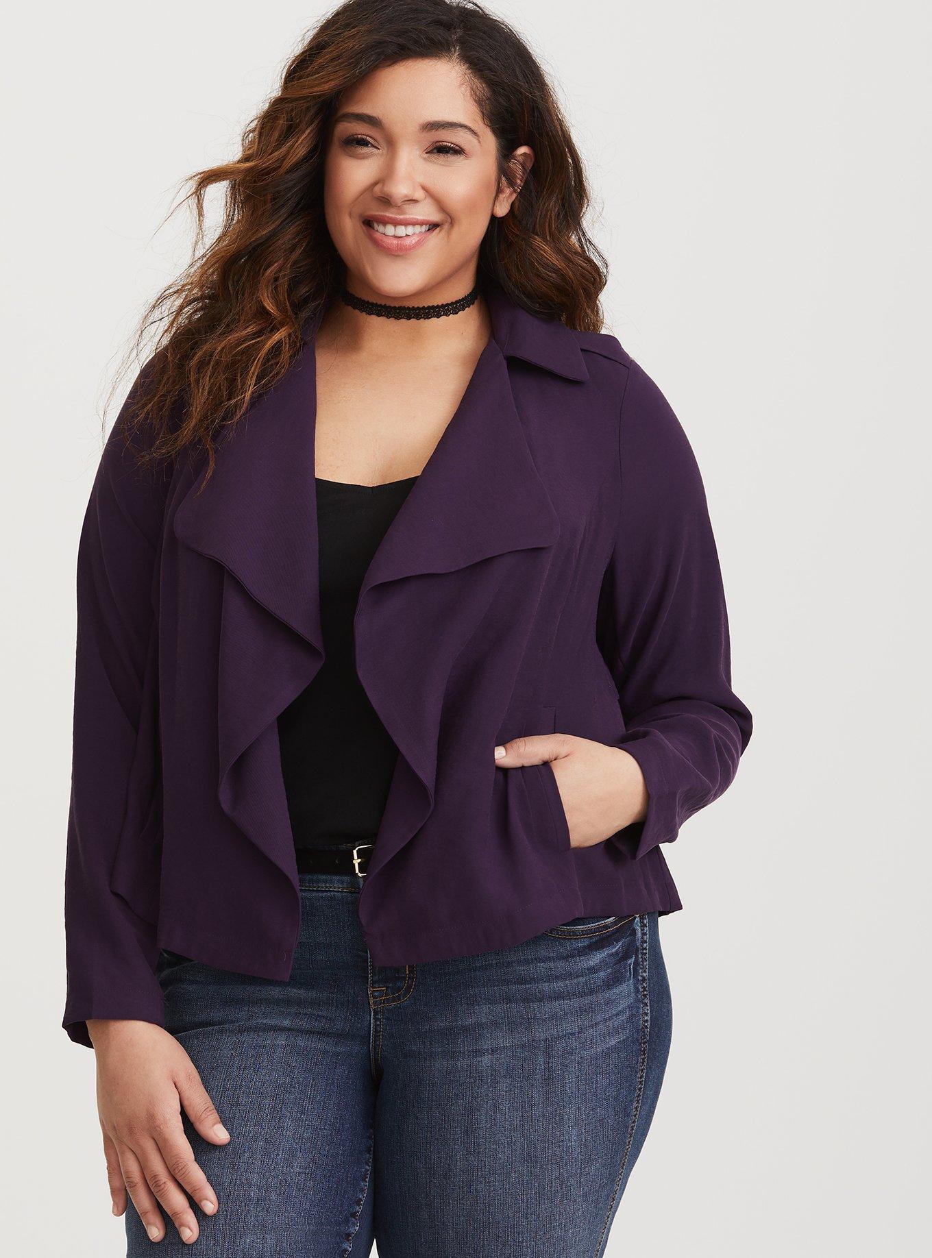 Twill Drape Front Jacket, , hi-res