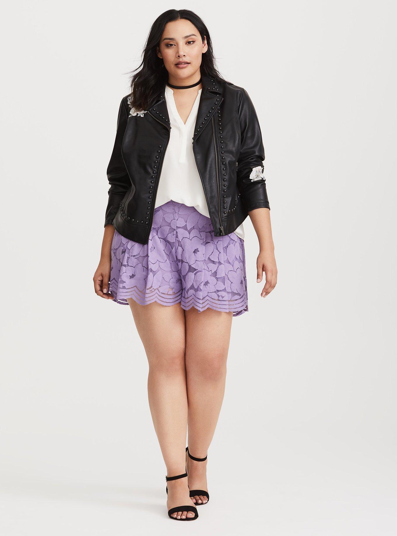 Purple Floral Lace Short, DUSKY PURPLE, alternate