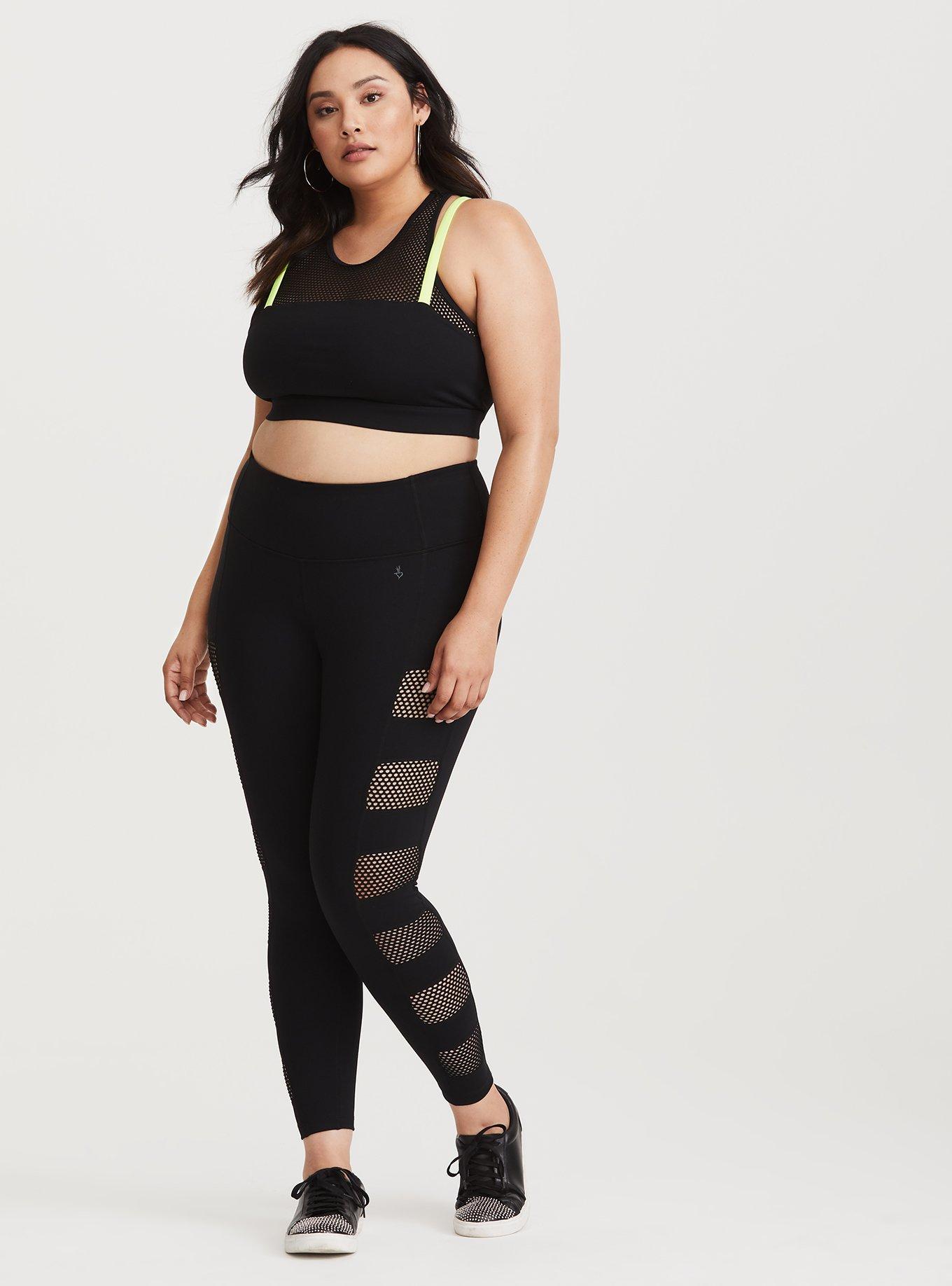 Black Ladder Mesh Active Legging, BLACK, alternate