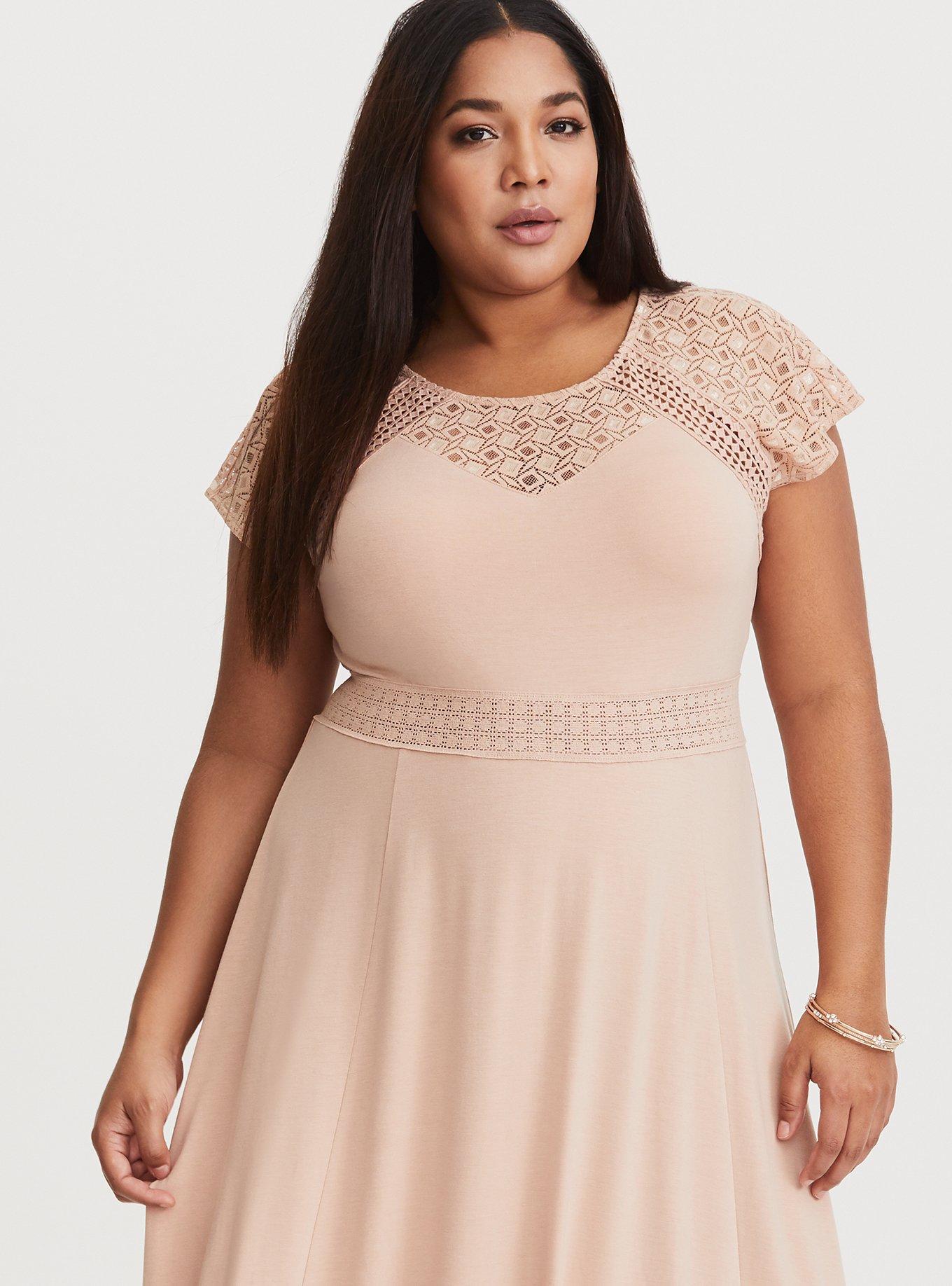 Plus Size - Blush Crochet Yoke Maxi Dress - Torrid