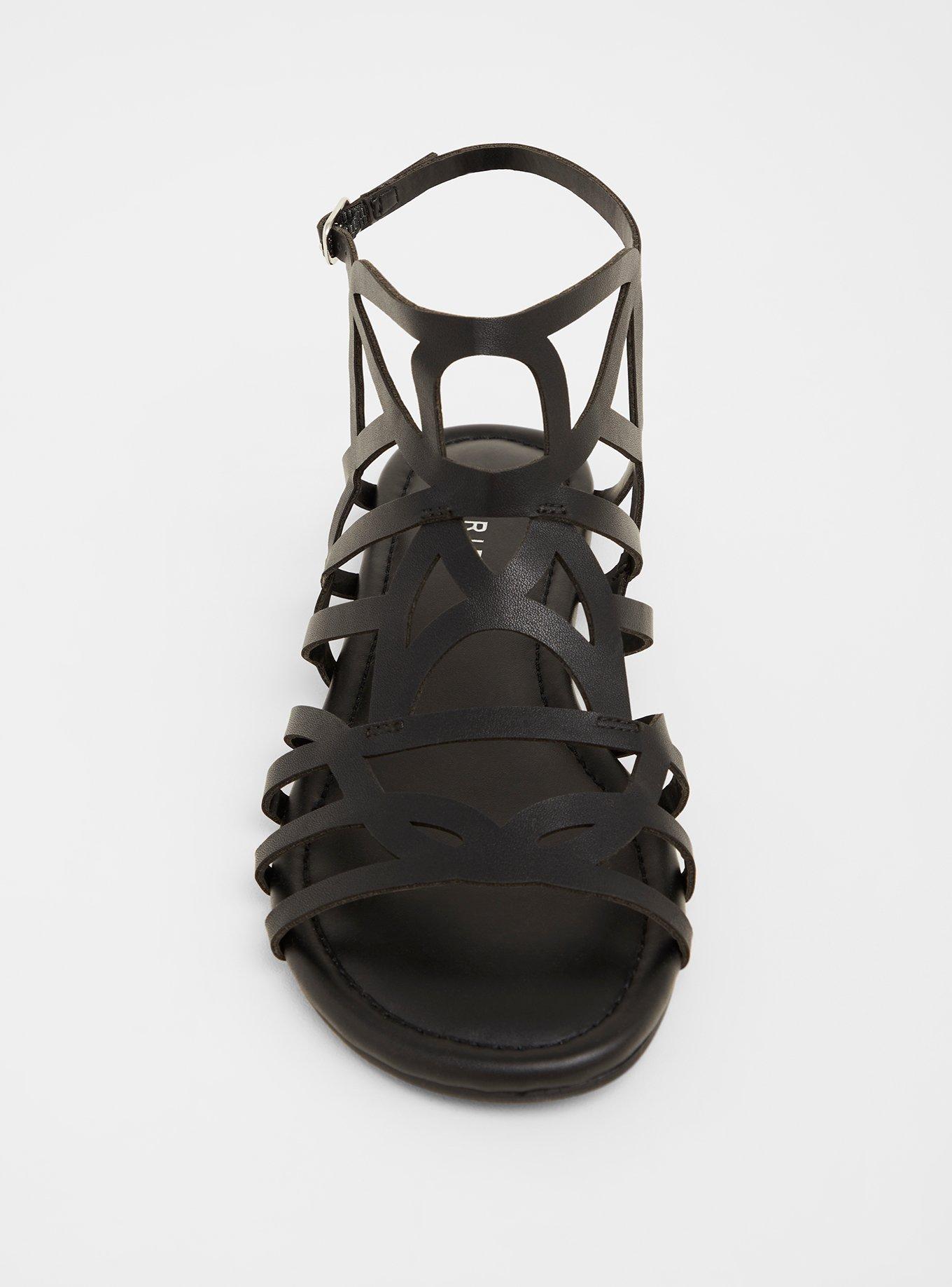 Plus Size Geometric Gladiator Sandal (WW), BLACK, alternate