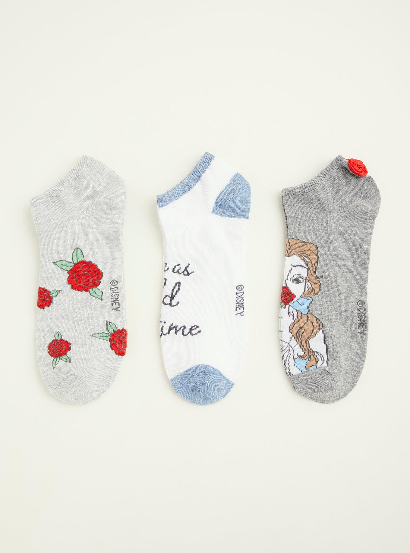 Plus Size Princess Belle No-Show Socks - Set of 3, MULTI, alternate