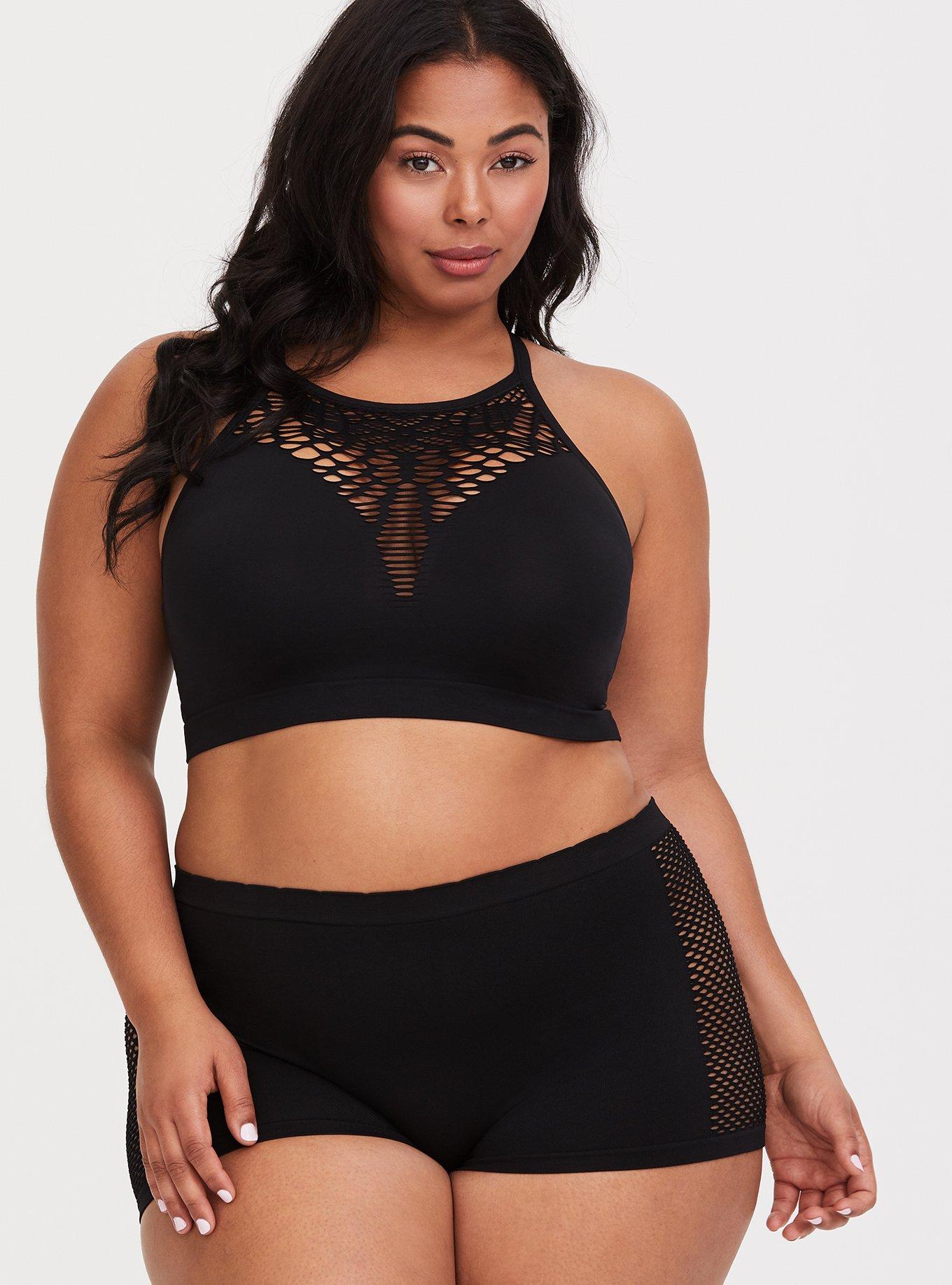 Plus Size - Seamless Fishnet High Neck Bralette - Torrid