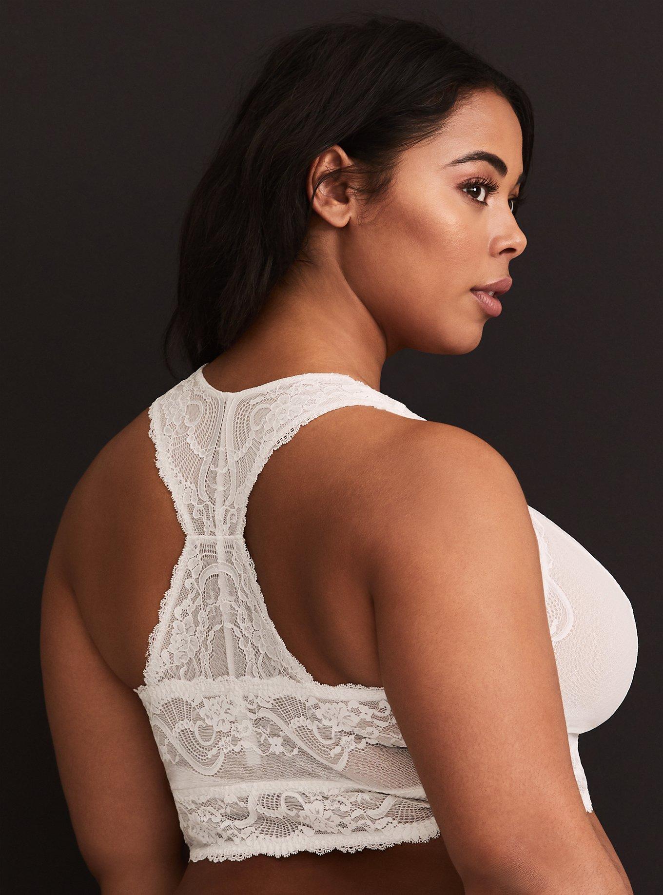 Plus Size - White Lace Racerback Bralette - Torrid