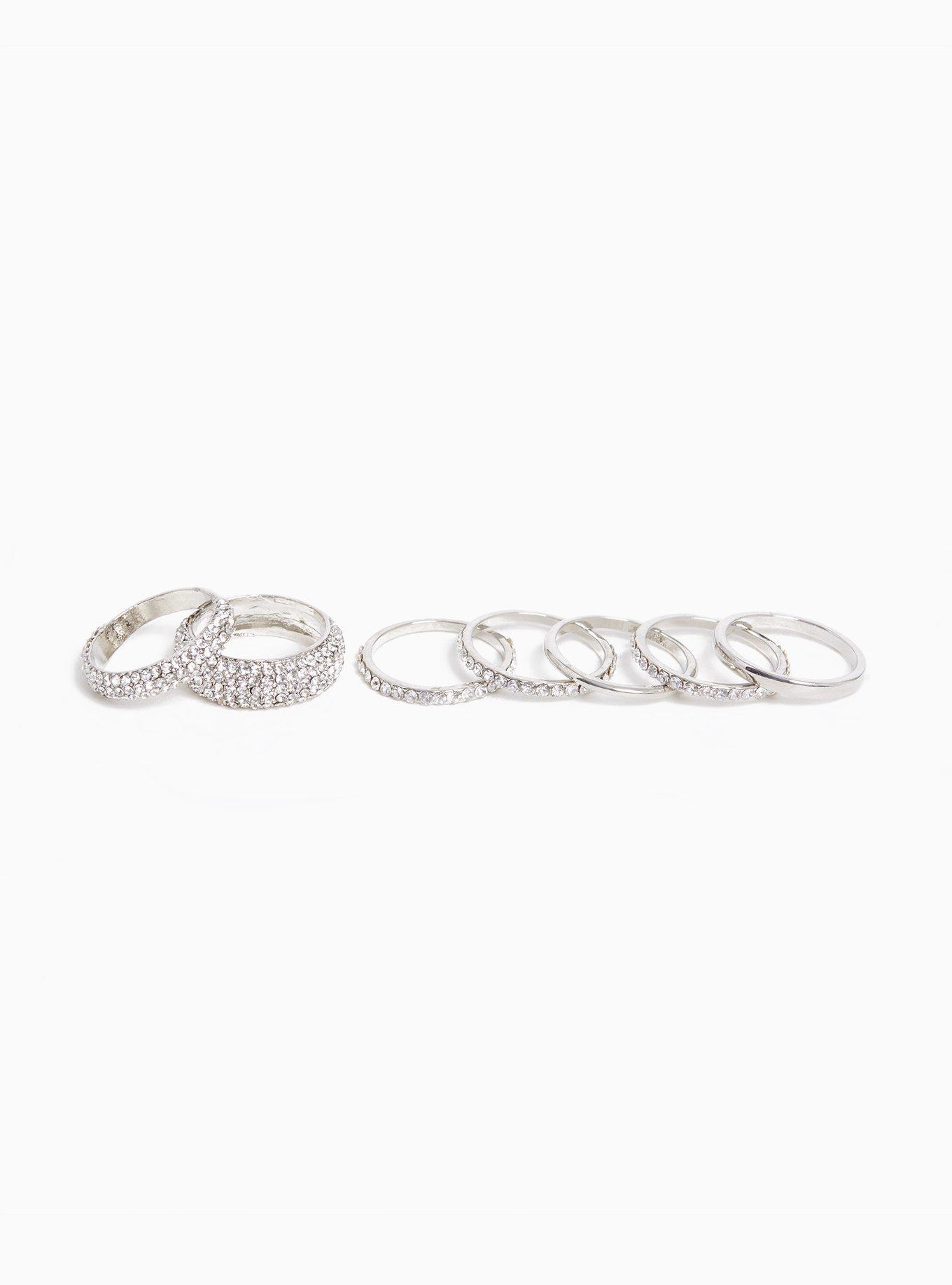 Pave Ring Set, SILVER, hi-res