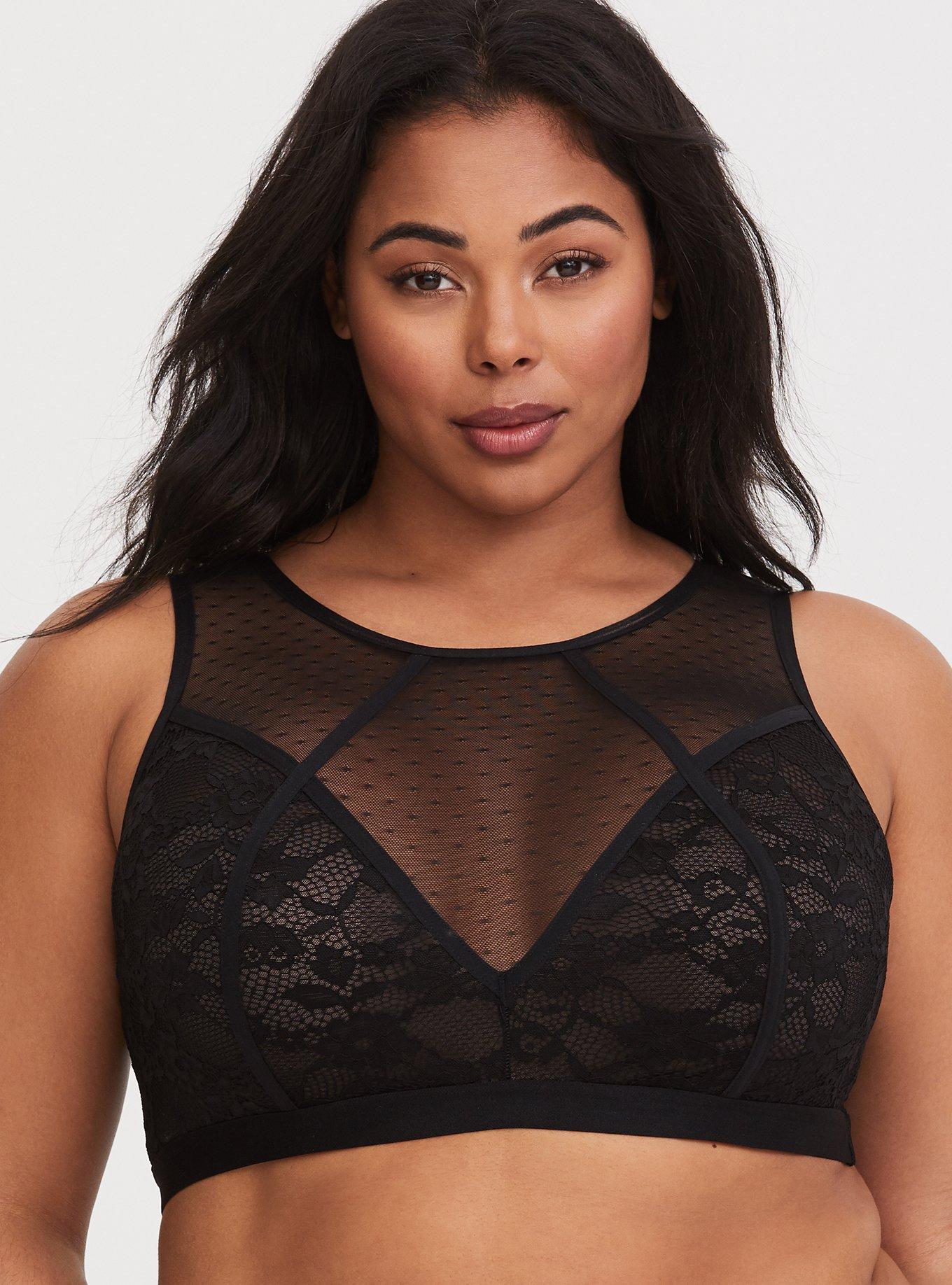 Leonisa High-neck Unlined Lace Crop Top Wireless Bralette