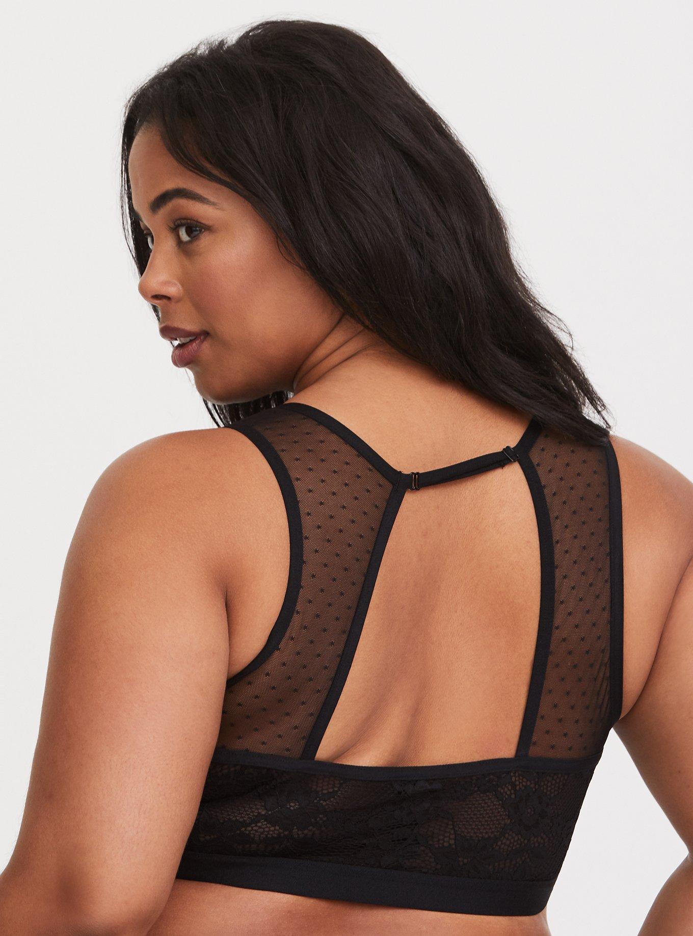 Lace And Mesh High Neck Bralette, , alternate
