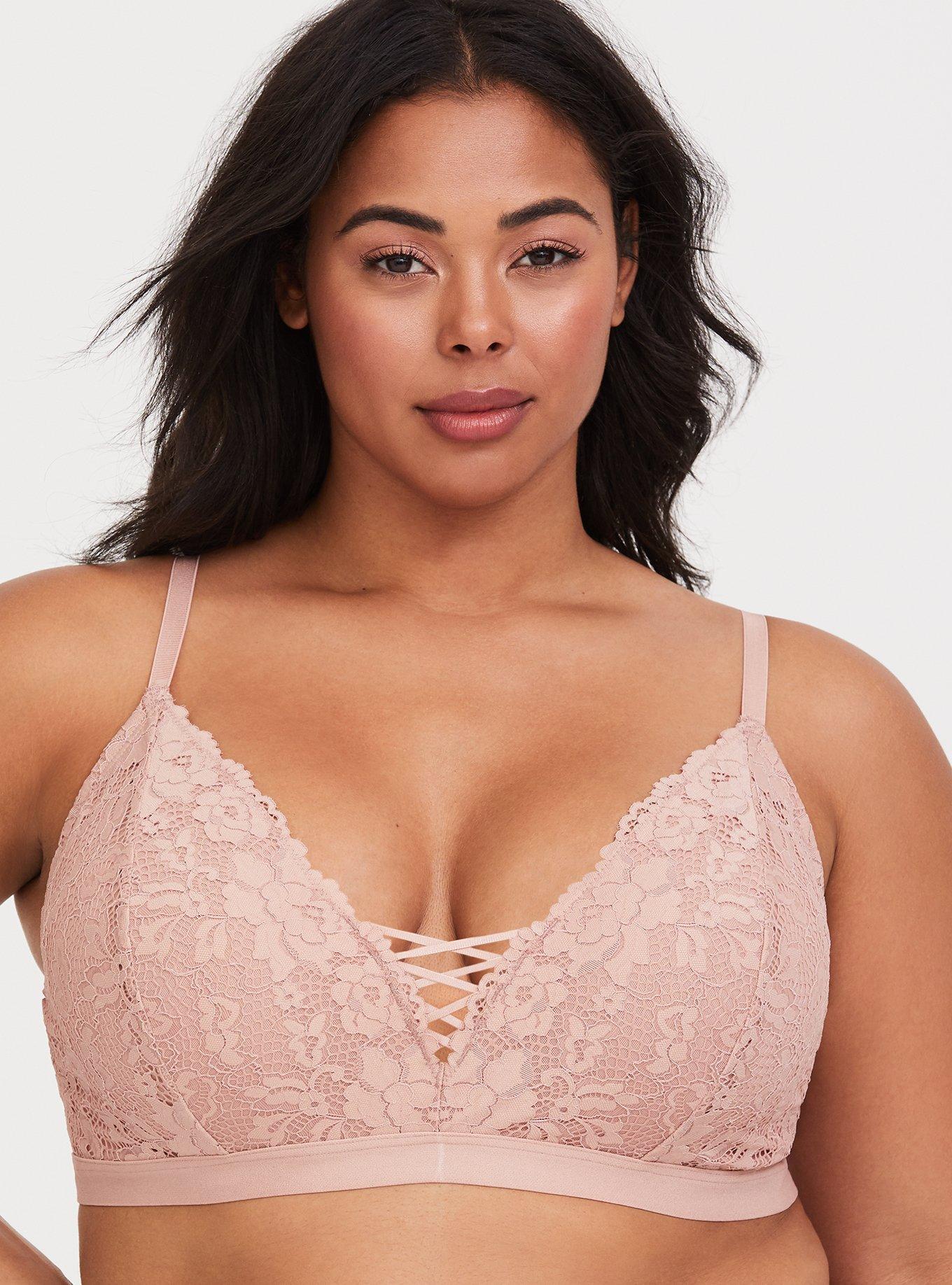 Plus Size Dusty Pink Lace Corset Lightly Lined Bralette Torrid