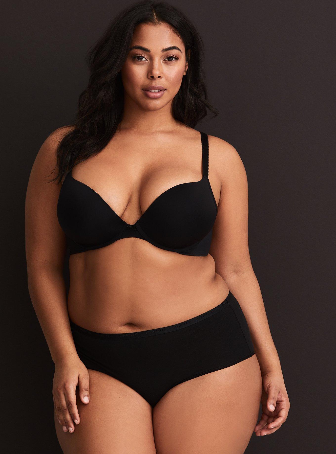 Cotton Mid-Rise Cheeky Logo Panty, RICH BLACK, alternate