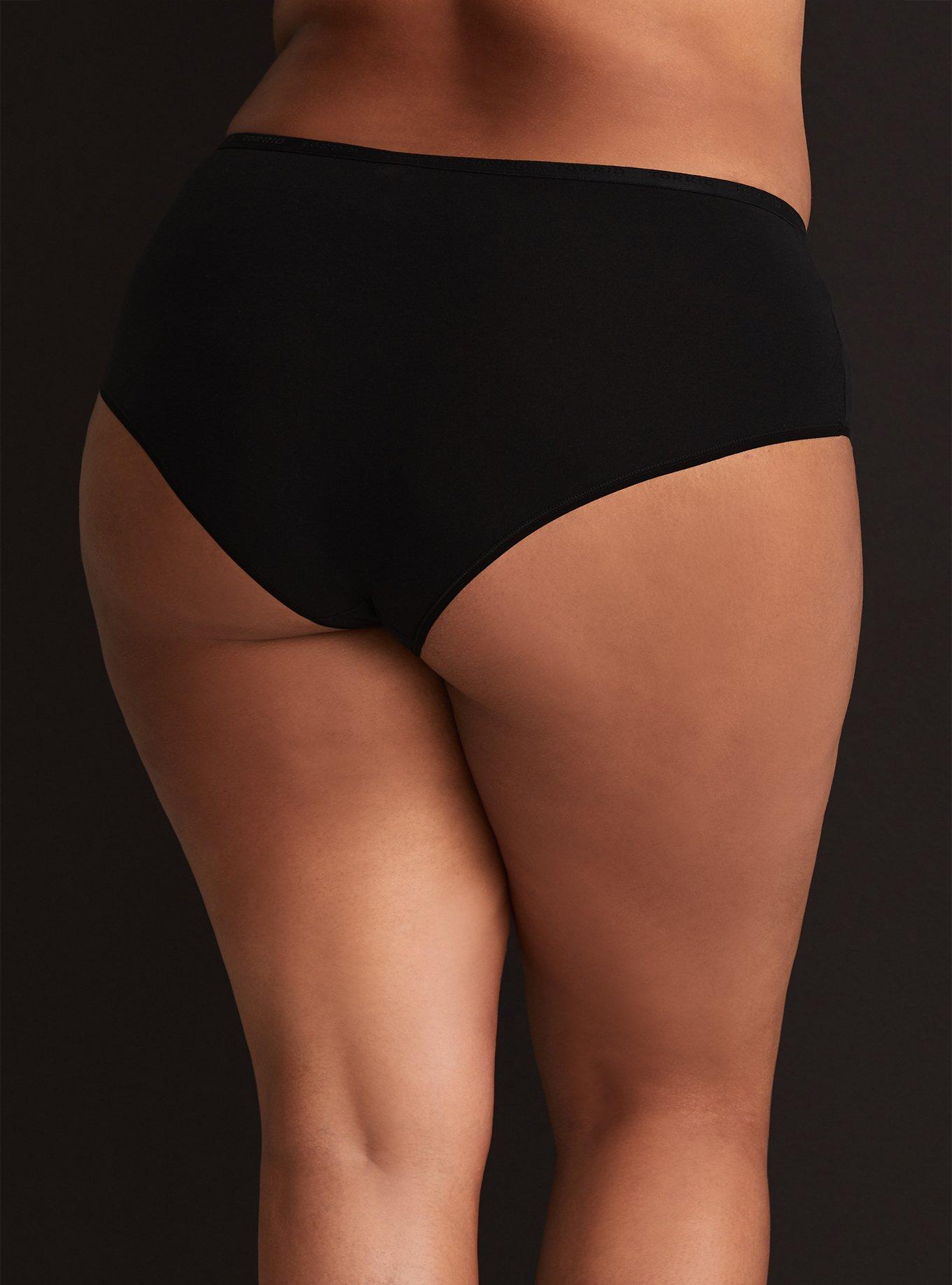 Cotton Mid-Rise Cheeky Logo Panty, RICH BLACK, alternate