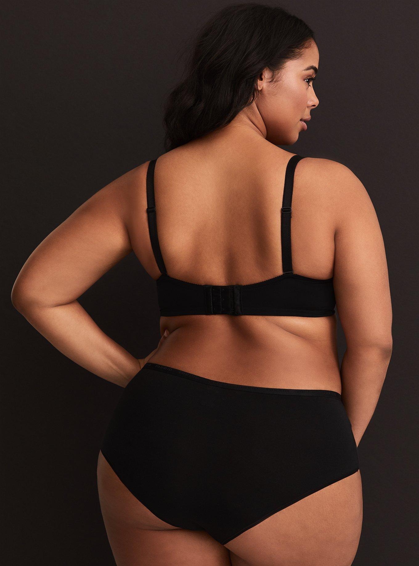 Cotton Mid-Rise Cheeky Logo Panty, RICH BLACK, alternate