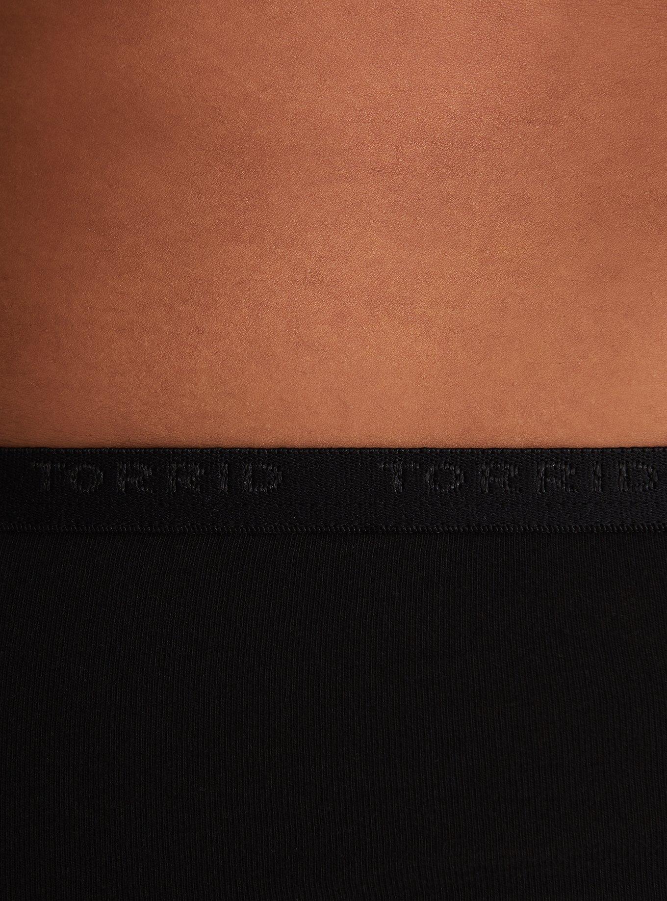 Cotton Mid-Rise Cheeky Logo Panty, RICH BLACK, alternate