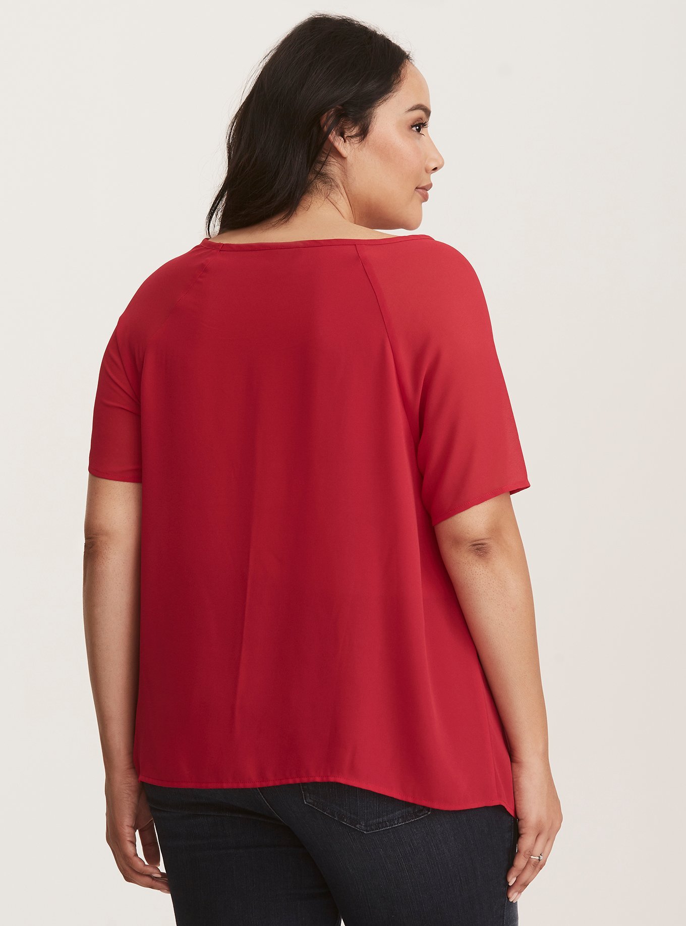 Plus Size - Raspberry Georgette Raglan Blouse - Torrid