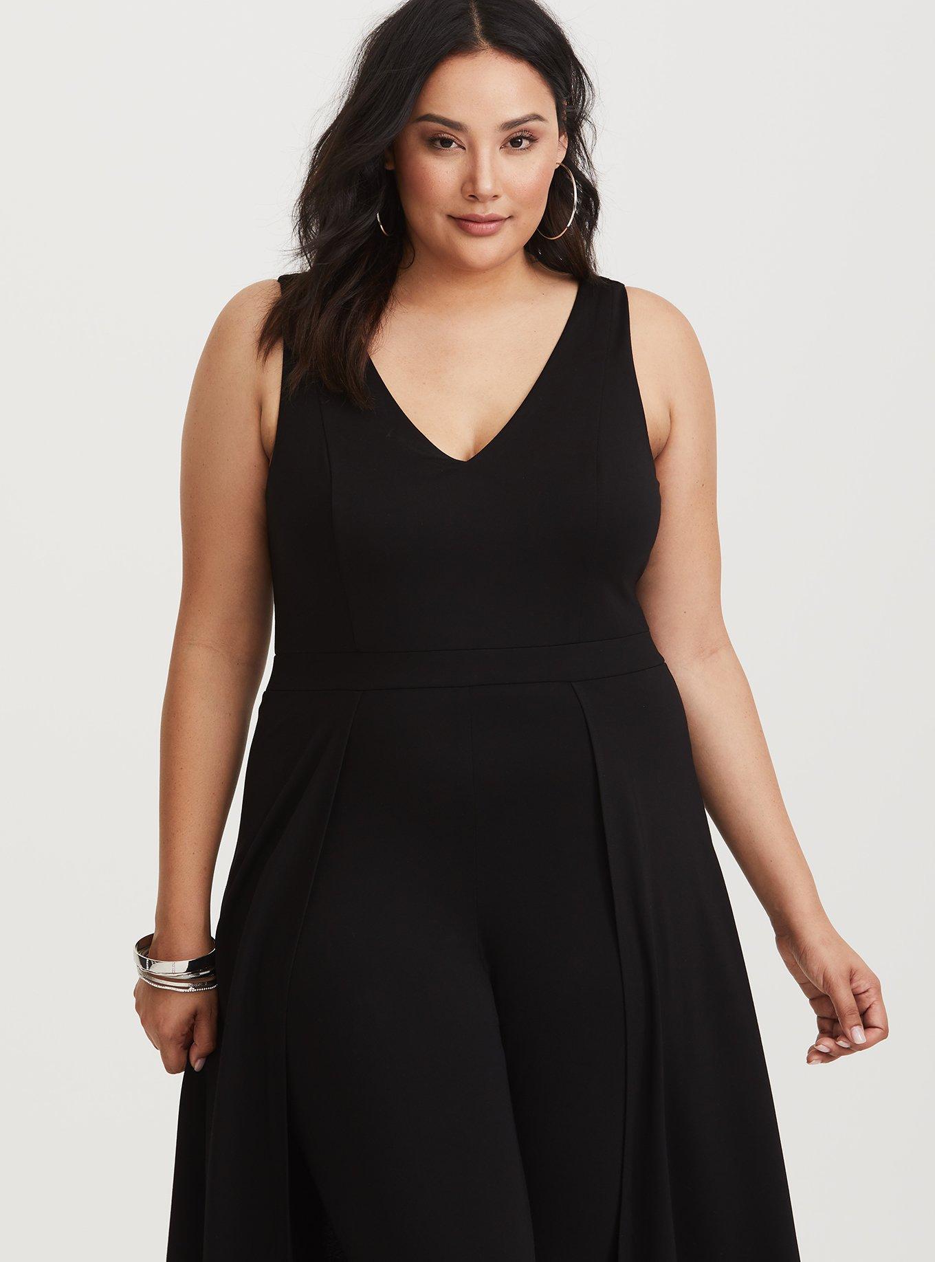 Plus Size - Special Occasion Black Ponte Maxi Jumpsuit - Torrid