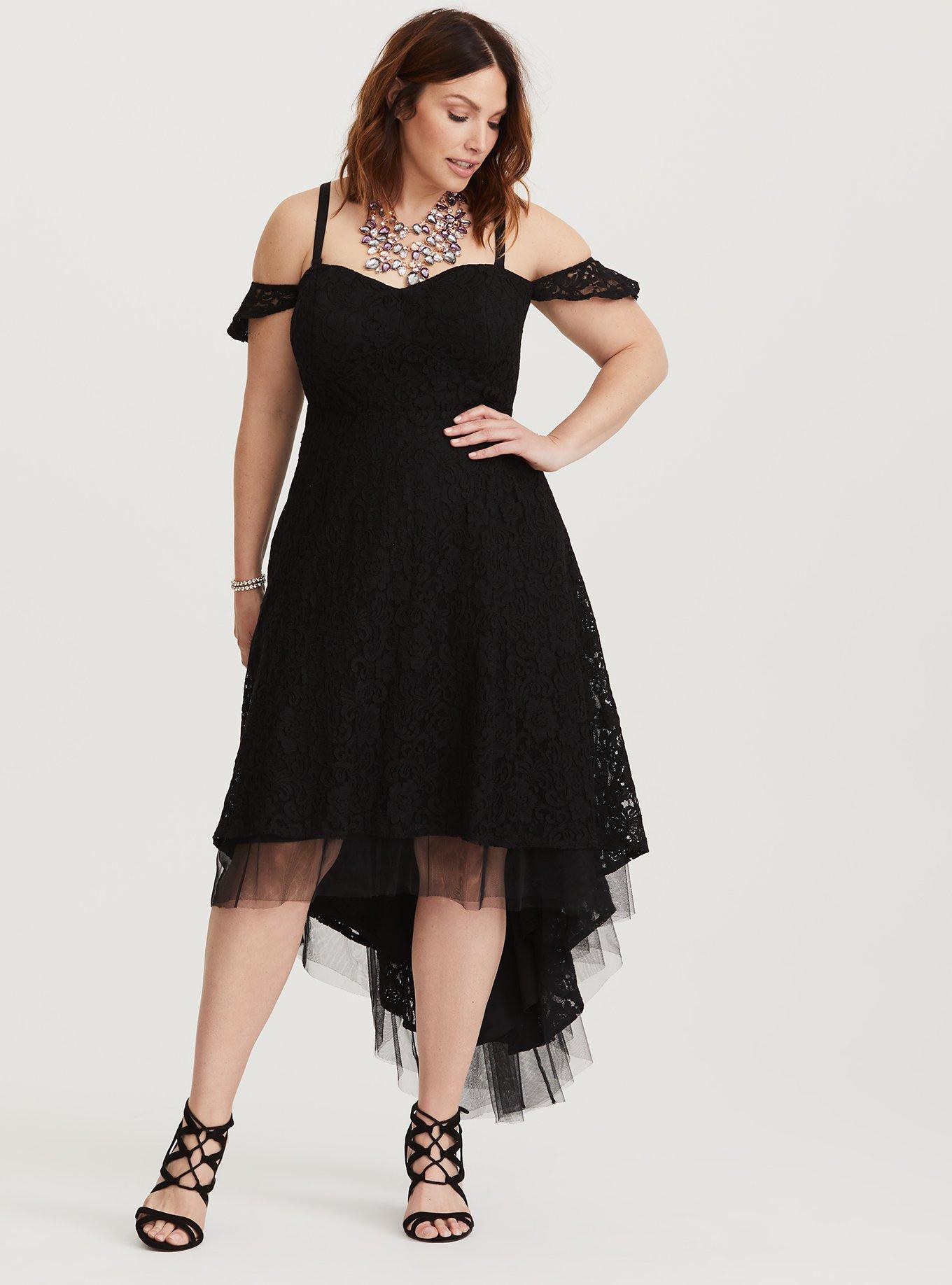 Plus Size Special Occasion Black Lace Midi Dress, DEEP BLACK, alternate