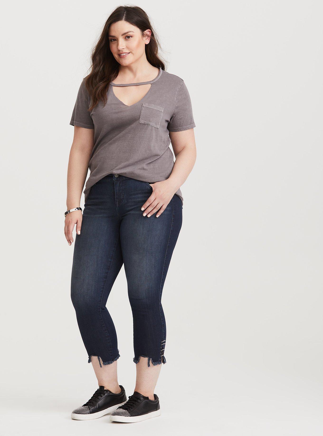 Plus Size Crop Classic Skinny Jean - Premium Stretch Dark Wash, TANGIER, alternate