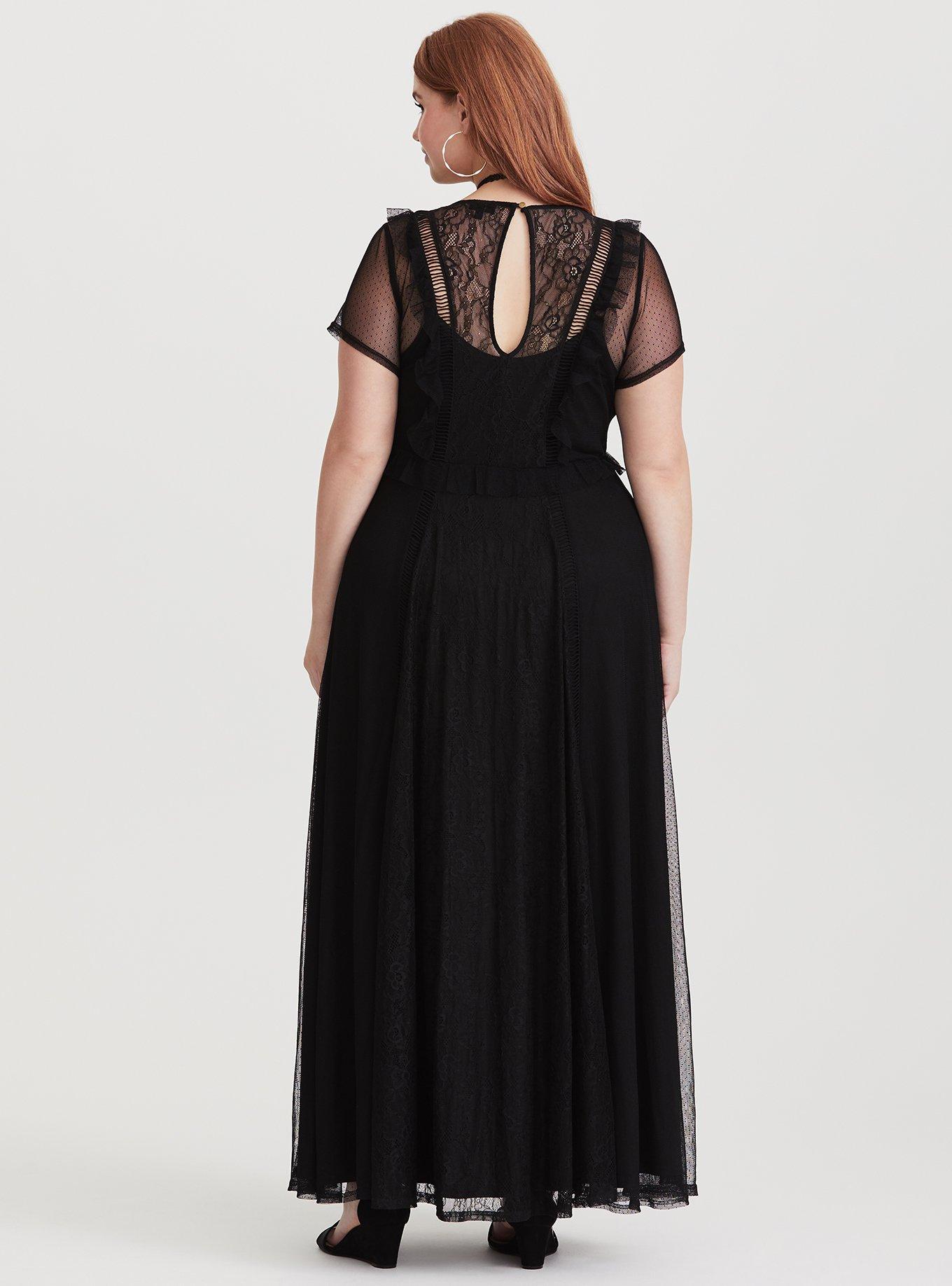 Plus Size - Runway Collection - Black Lace & Mesh Maxi Dress (Short Inseam  Now Available) - Torrid