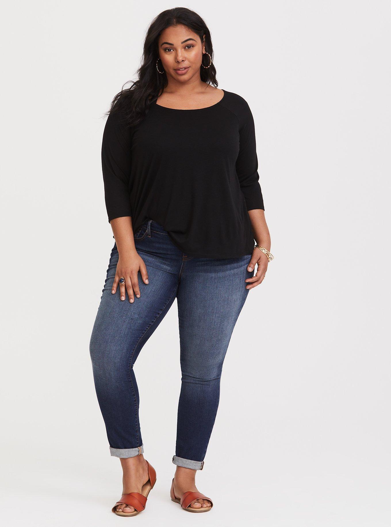 Plus Size - Black Twist Back Tee - Torrid