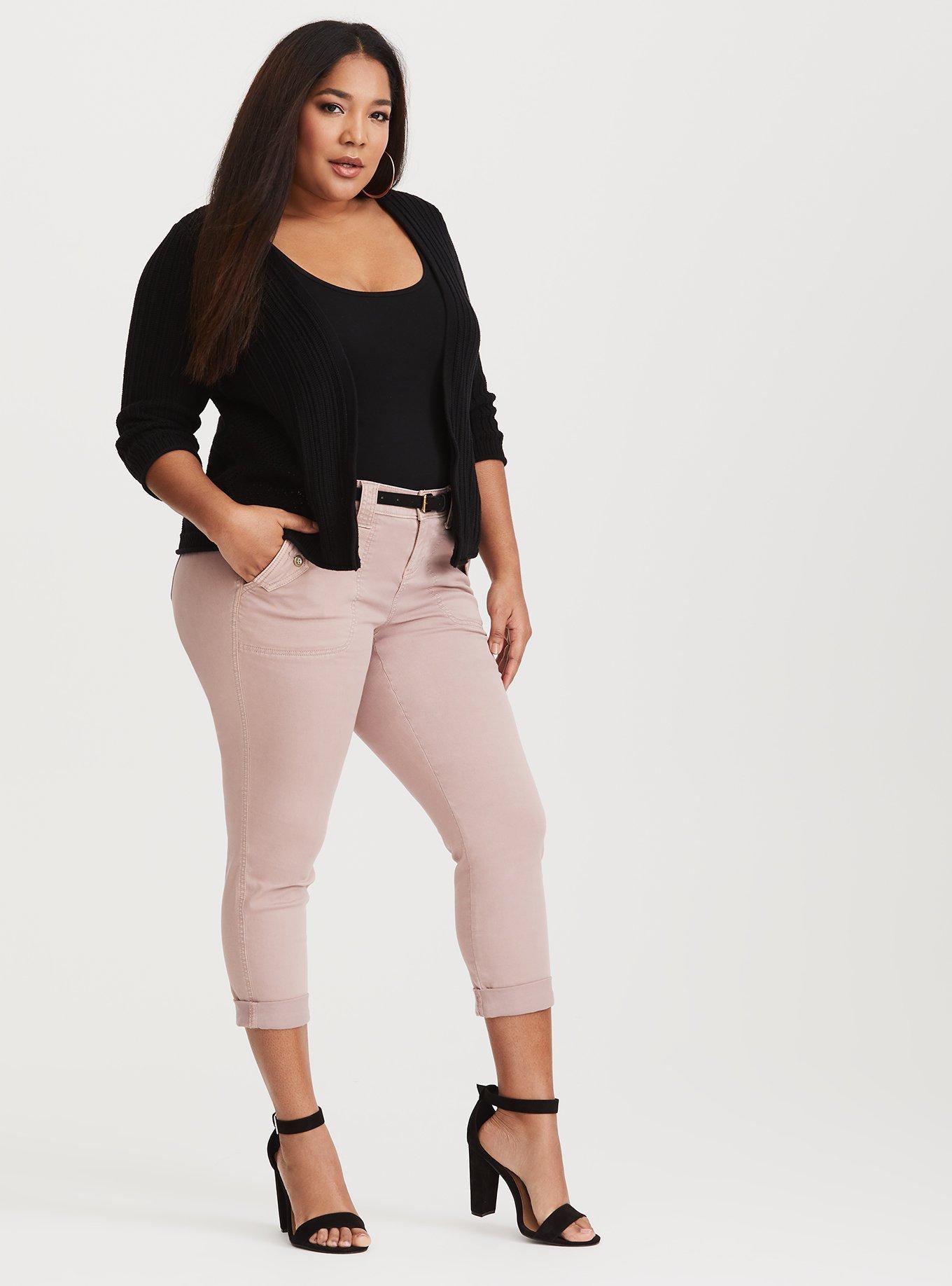 Plus Size Cardigan Lattice Back Sweater, BLACK, alternate