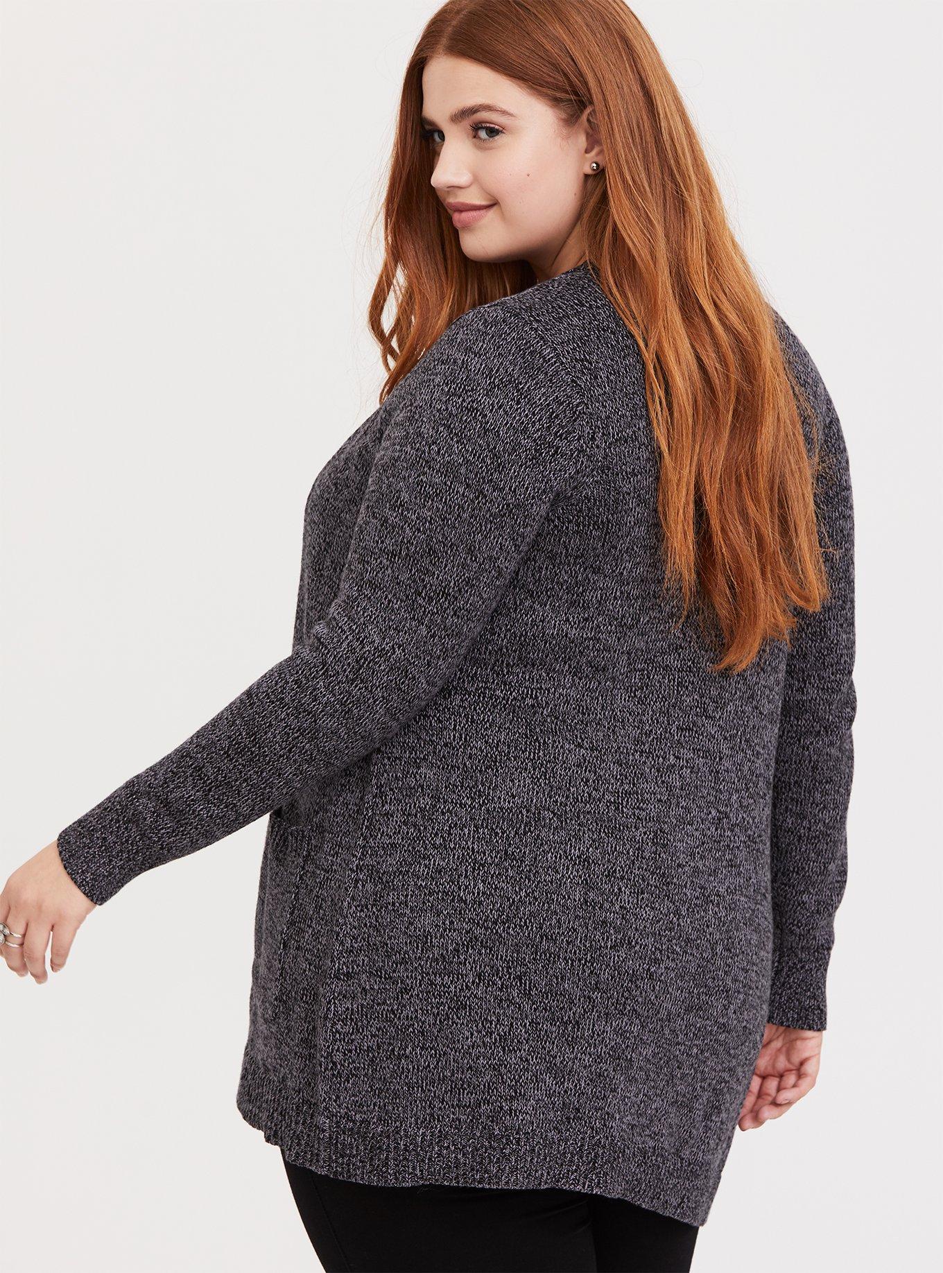 Open front outlet longline sweater