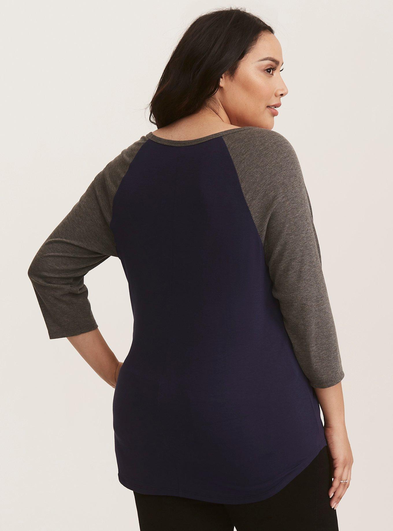 Plus Size Navy & Grey Choose Adventure Graphic Raglan Tee, NONEC, alternate