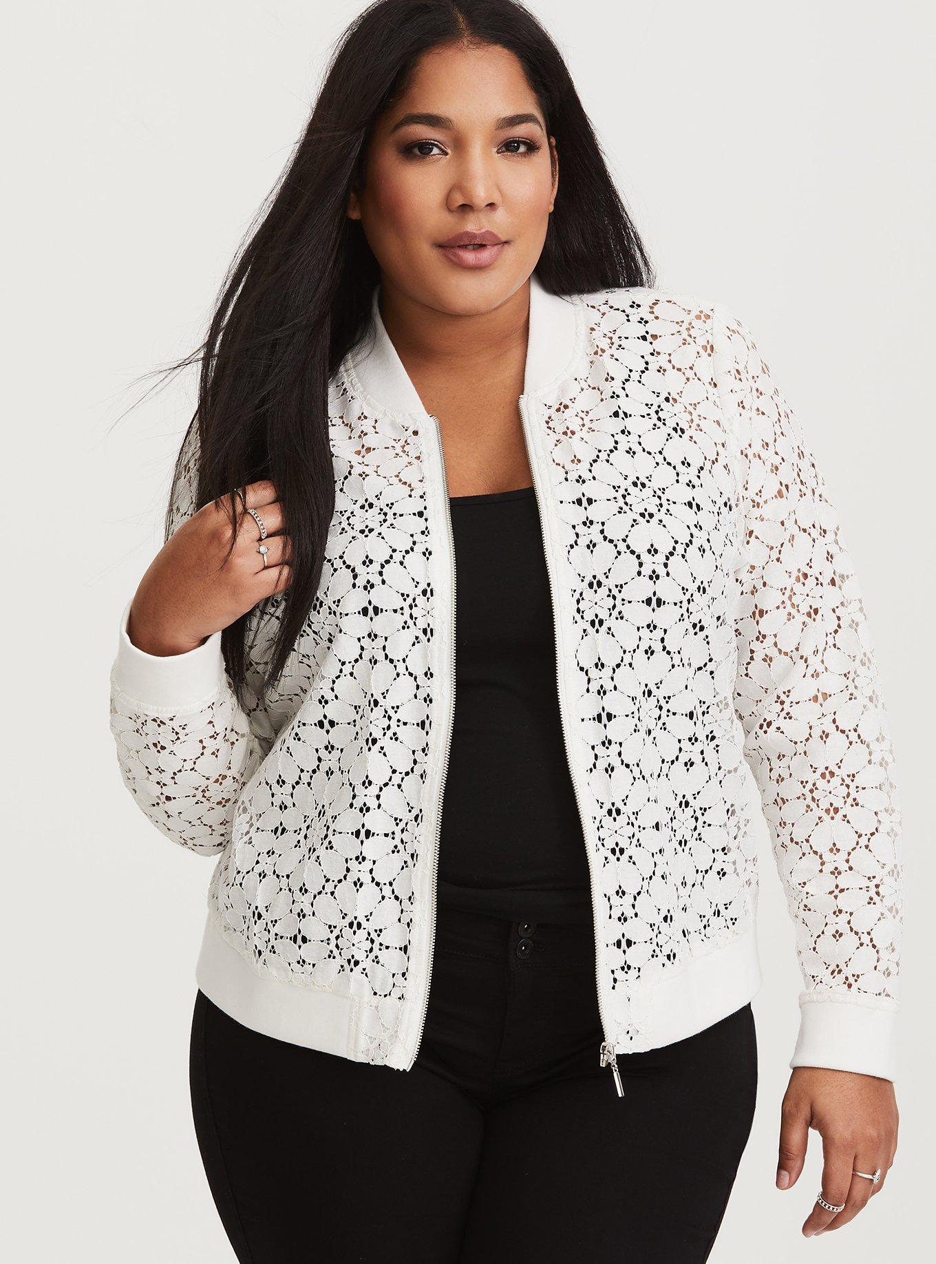 White lace jacket plus size fashion