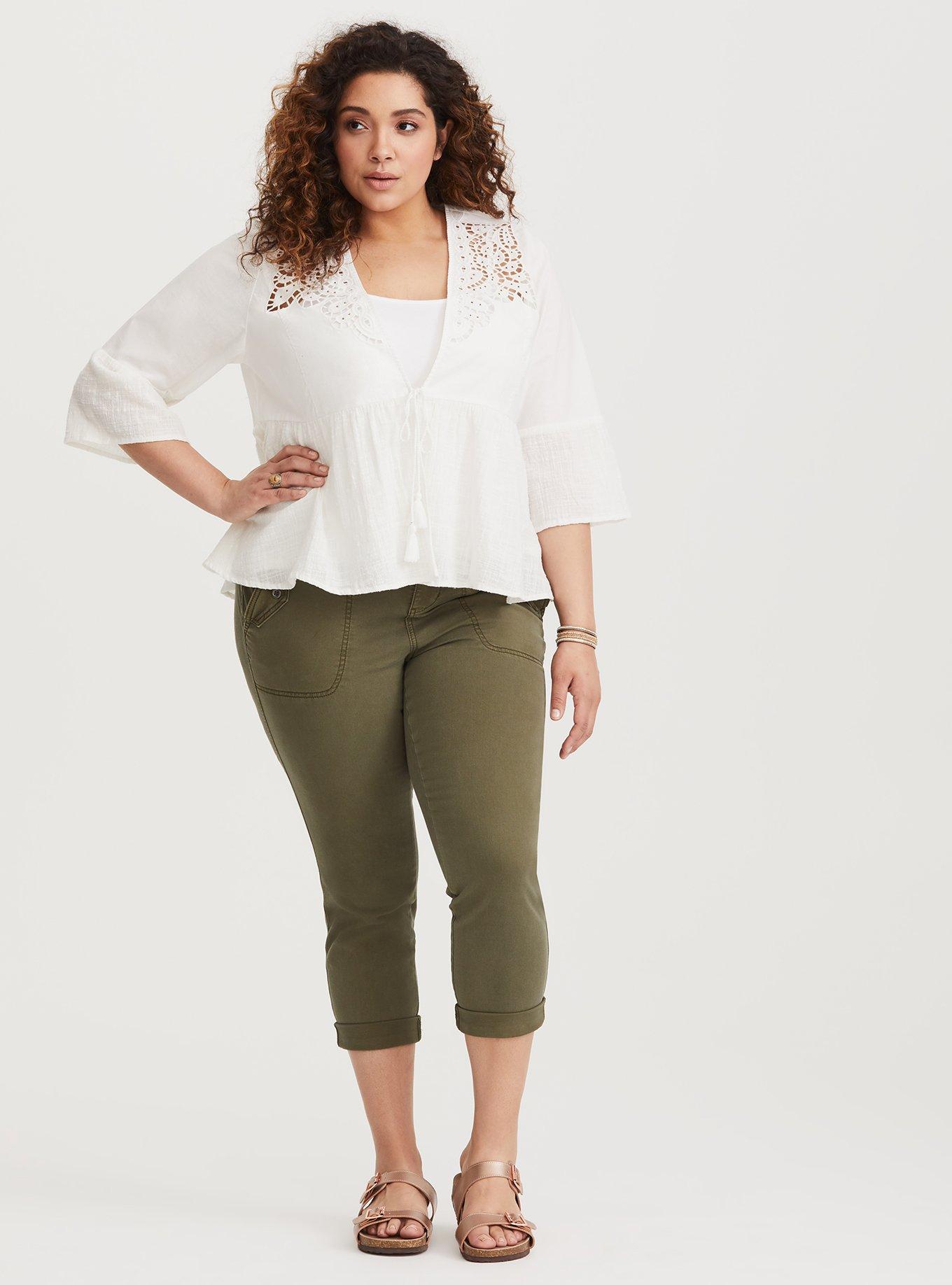 Plus Size Ivory Eyelet Gauze Shirt Jacket, CLOUD DANCER, alternate