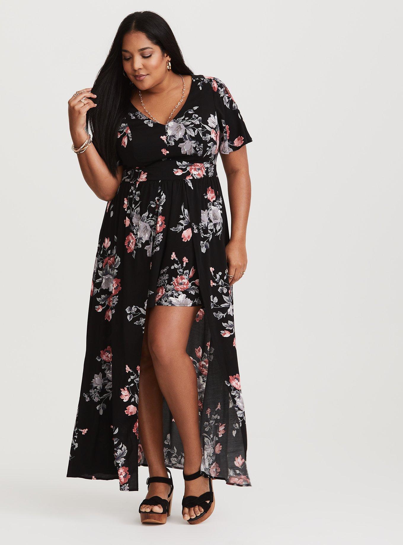 Plus Sheer Overlay Maxi Dress & Romper Set Black/White – HER Plus Size by  Ench