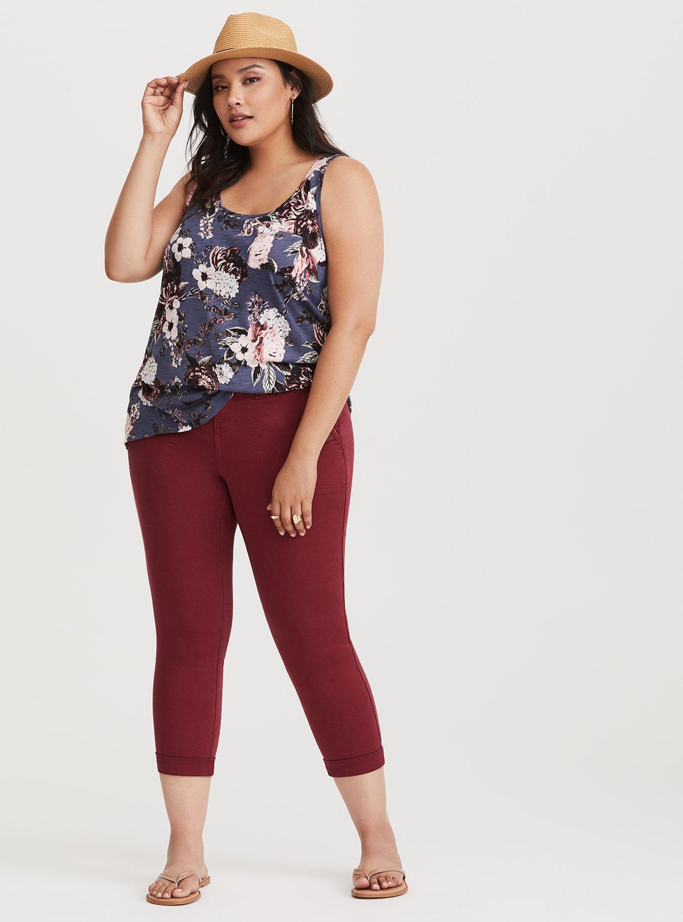 Plus Size Cropped Military Pant - Pinot Noir Wash, DEEP PURPLE, alternate