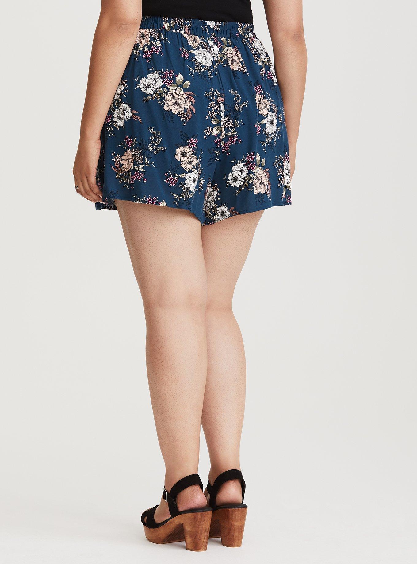 Teal Floral Challis Short, TEAL FLORAL, alternate