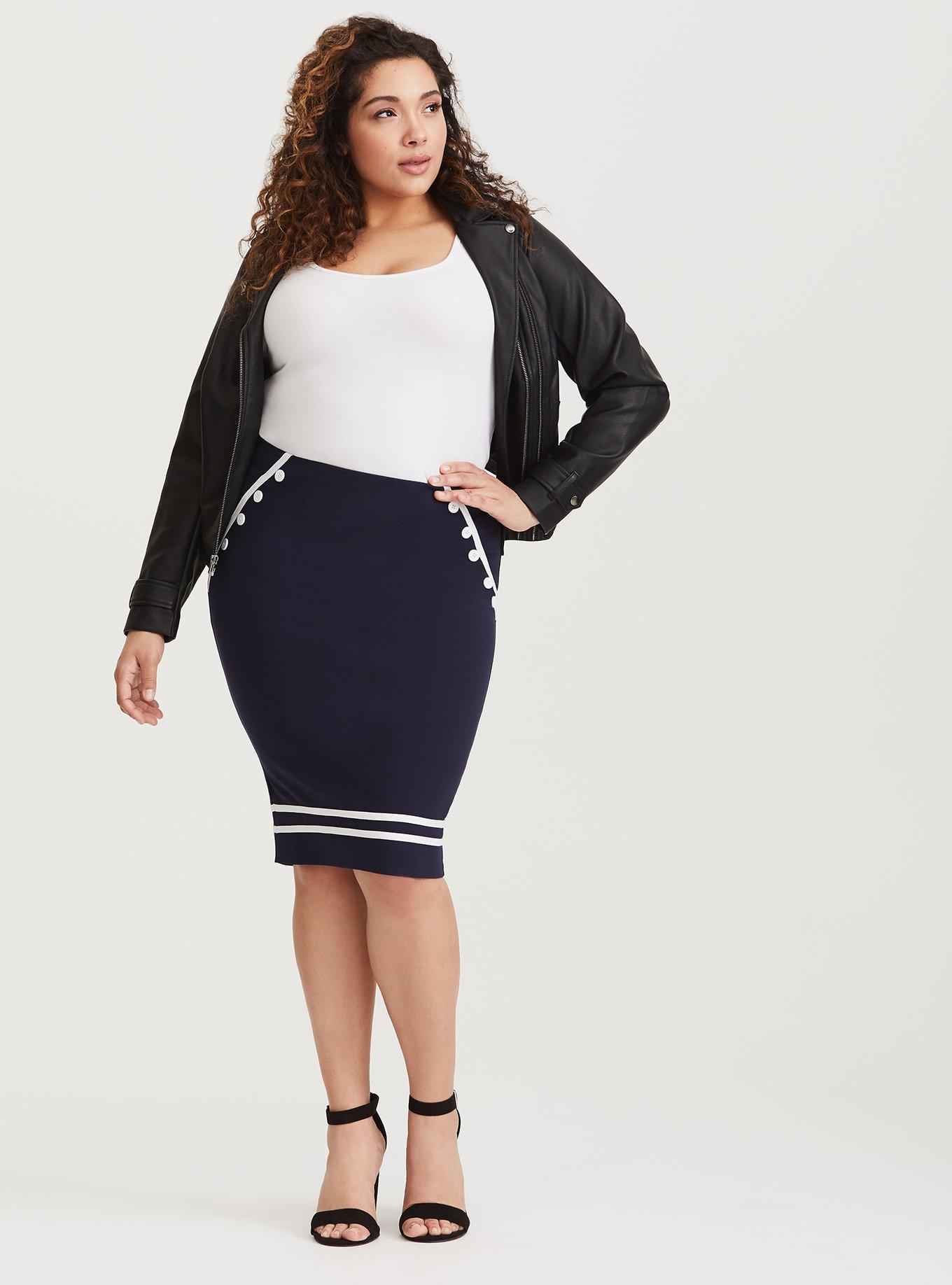 Navy ponte knit outlet pencil skirt