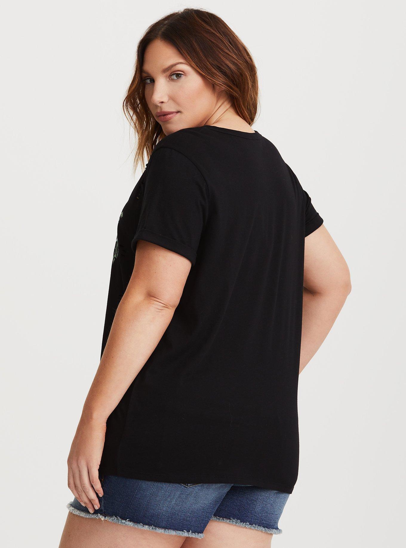 Black Spring Florals Choker Neck Tee, DEEP BLACK, alternate