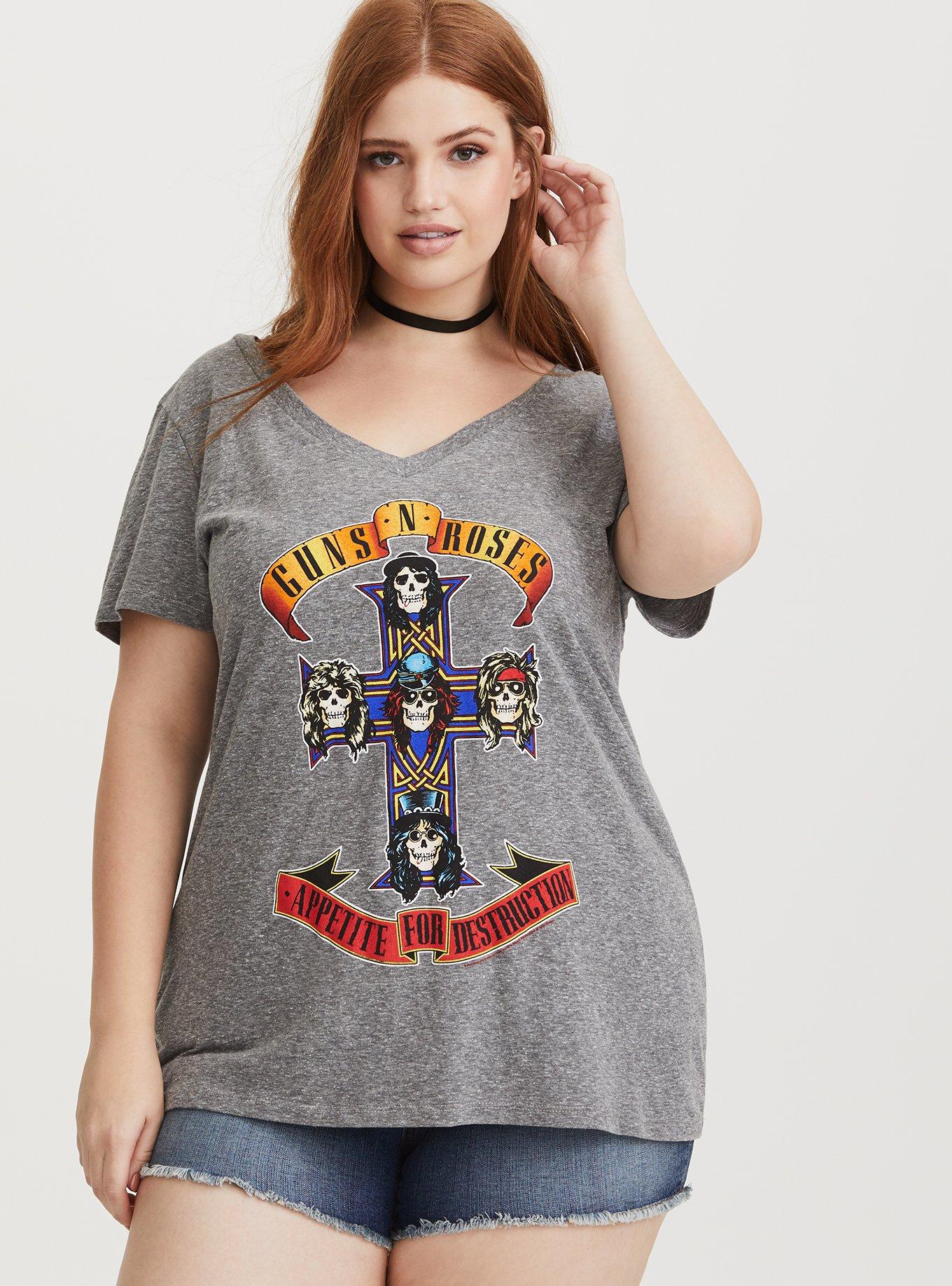 Plus Size - Guns N Roses Heather Grey Fitted Tee - Torrid