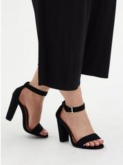 Plus Size Two Strap Tapered Heel Sandal (WW), BLACK, alternate