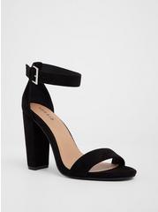 Plus Size Two Strap Tapered Heel Sandal (WW), BLACK, hi-res